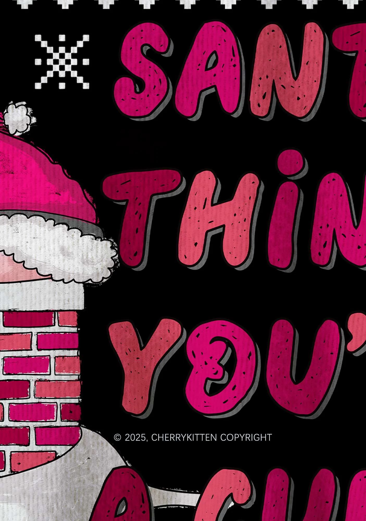 Santa Thinks Youre A Cxxt Y2K Christmas Knit Sweatshirt Cherrykitten - Image 5