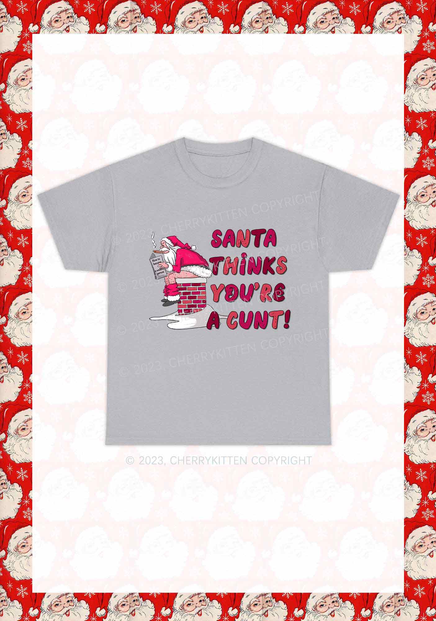 Santa Thinks You're A Cxxt Y2K Chunky Shirt Cherrykitten - Image 6