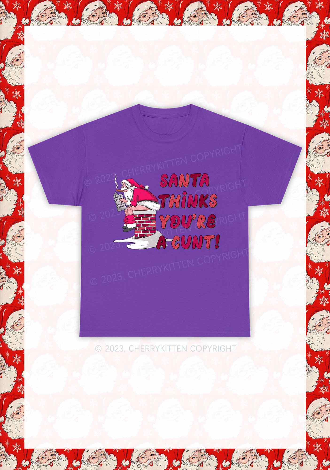 Santa Thinks You're A Cxxt Y2K Chunky Shirt Cherrykitten - Image 8