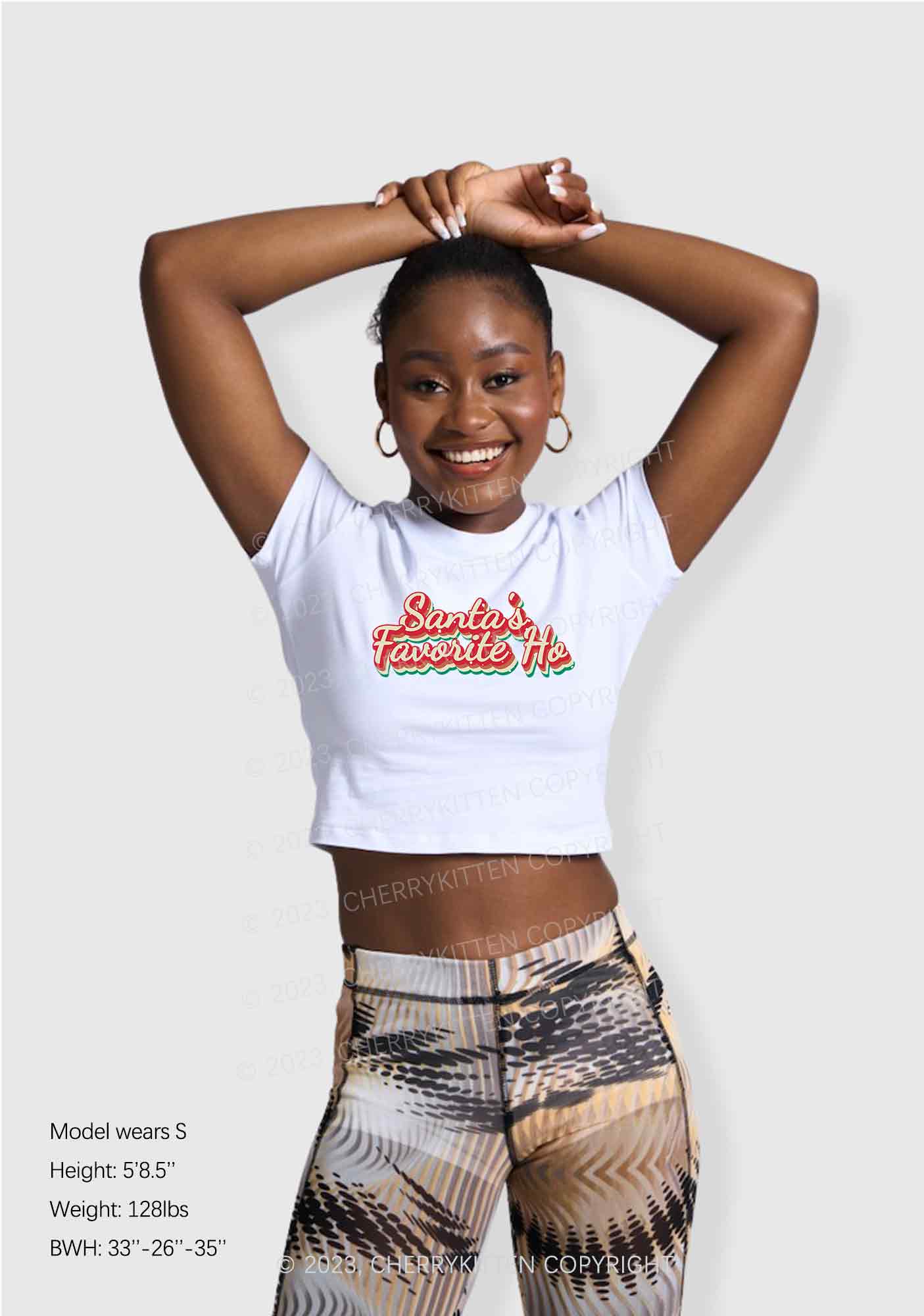 Santa's Favorite Ho Christmas Baby Tee Cherrykitten - Image 2