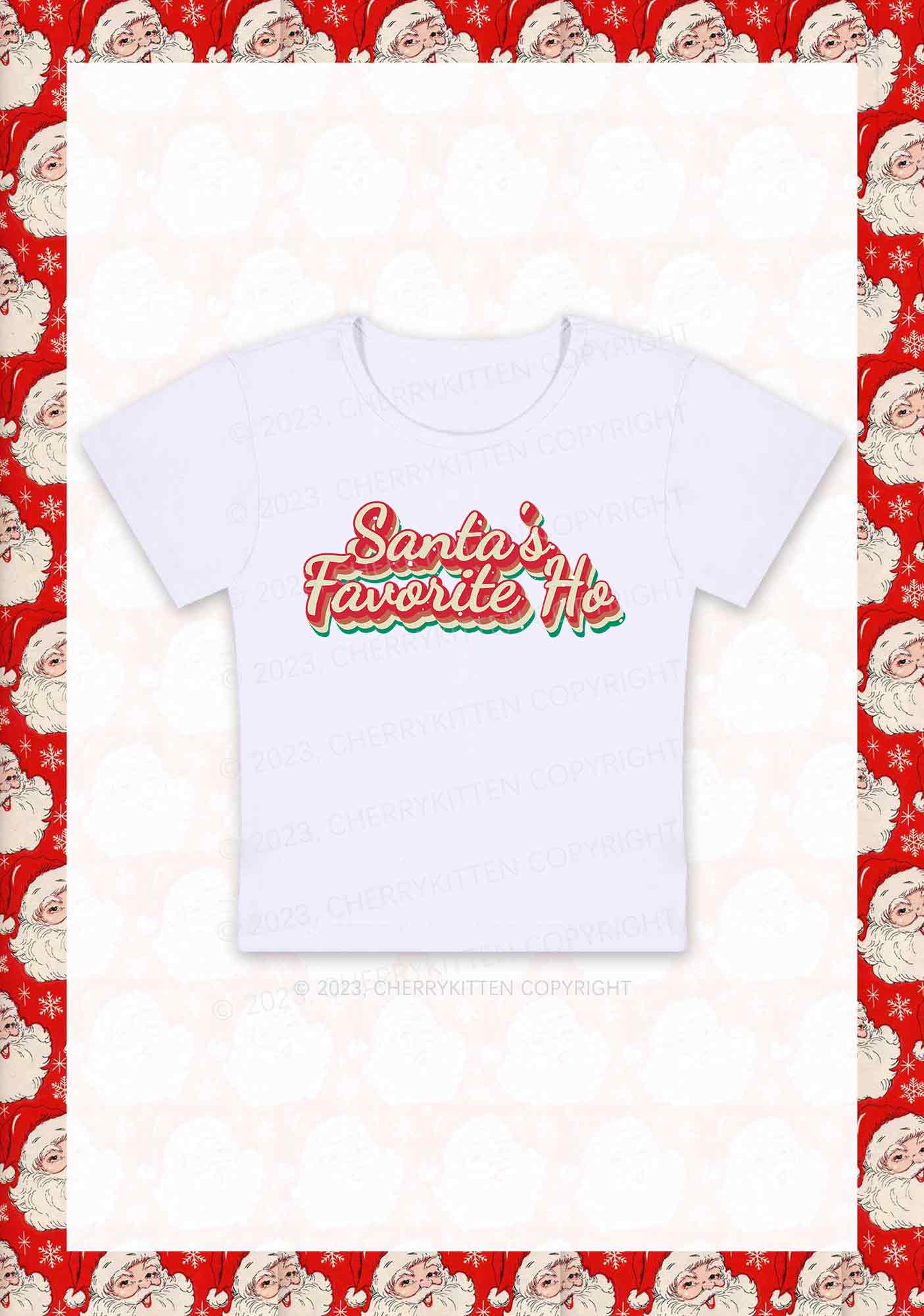Santa's Favorite Ho Christmas Baby Tee Cherrykitten - Image 3