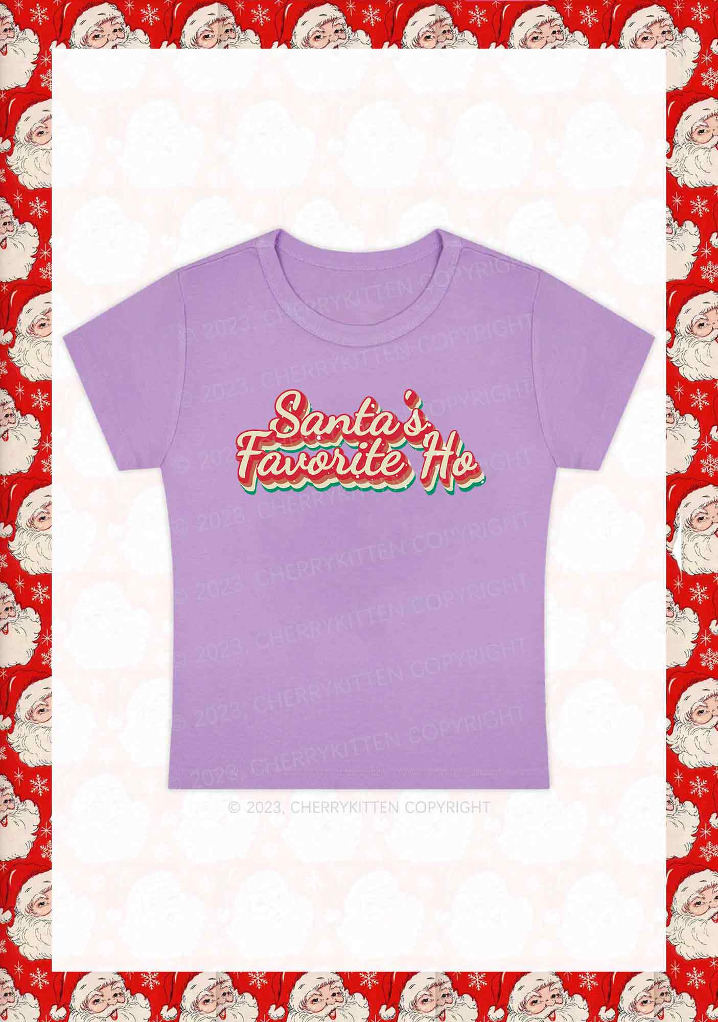 Santa's Favorite Ho Christmas Baby Tee Cherrykitten - Image 4