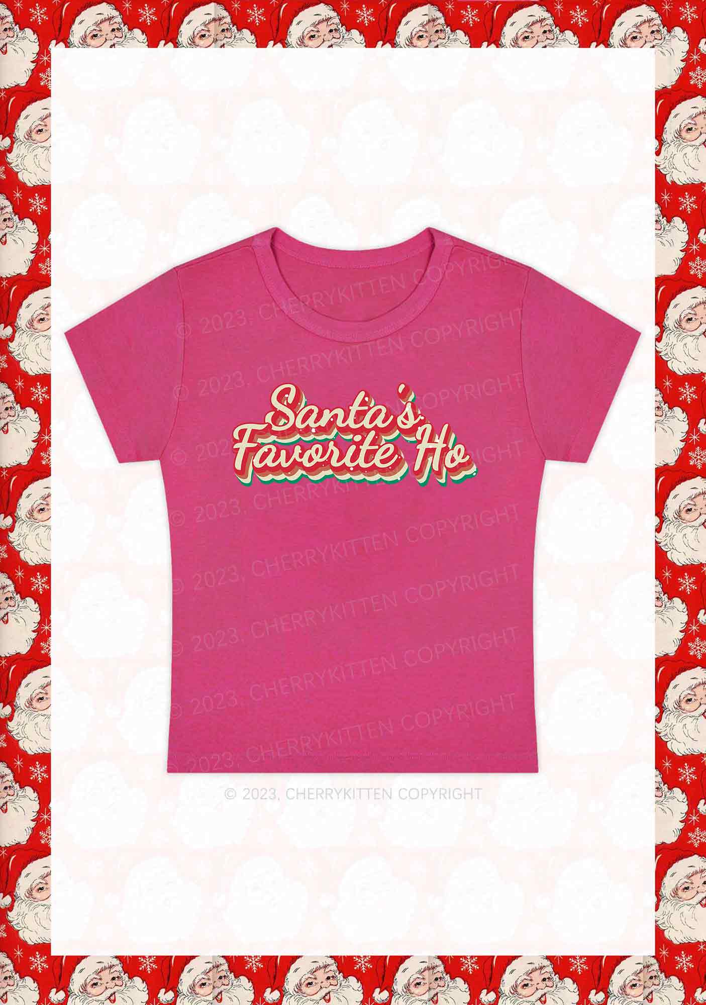 Santa's Favorite Ho Christmas Baby Tee Cherrykitten - Image 5