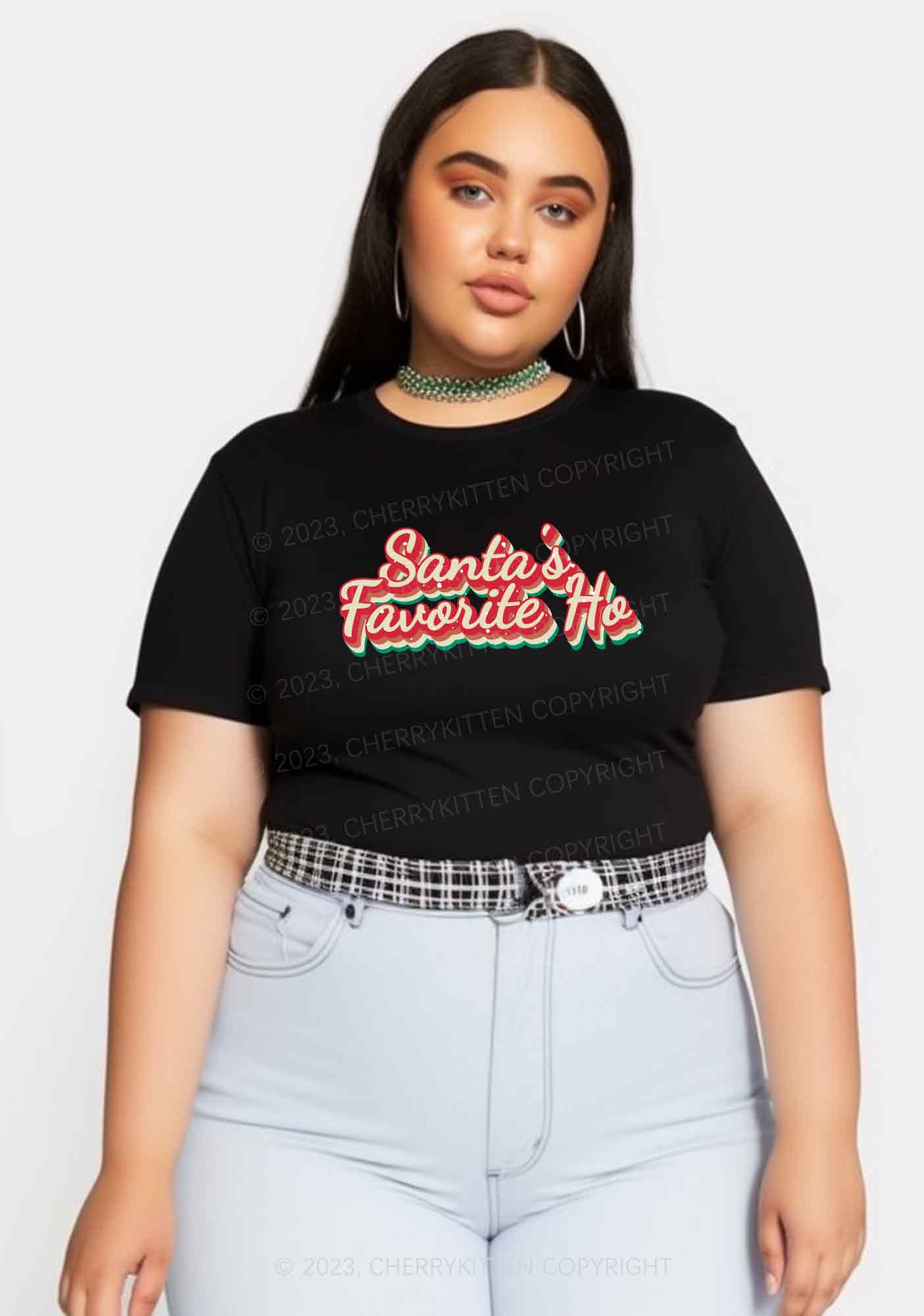 Santa's Favorite Ho Christmas Baby Tee Cherrykitten - Image 6
