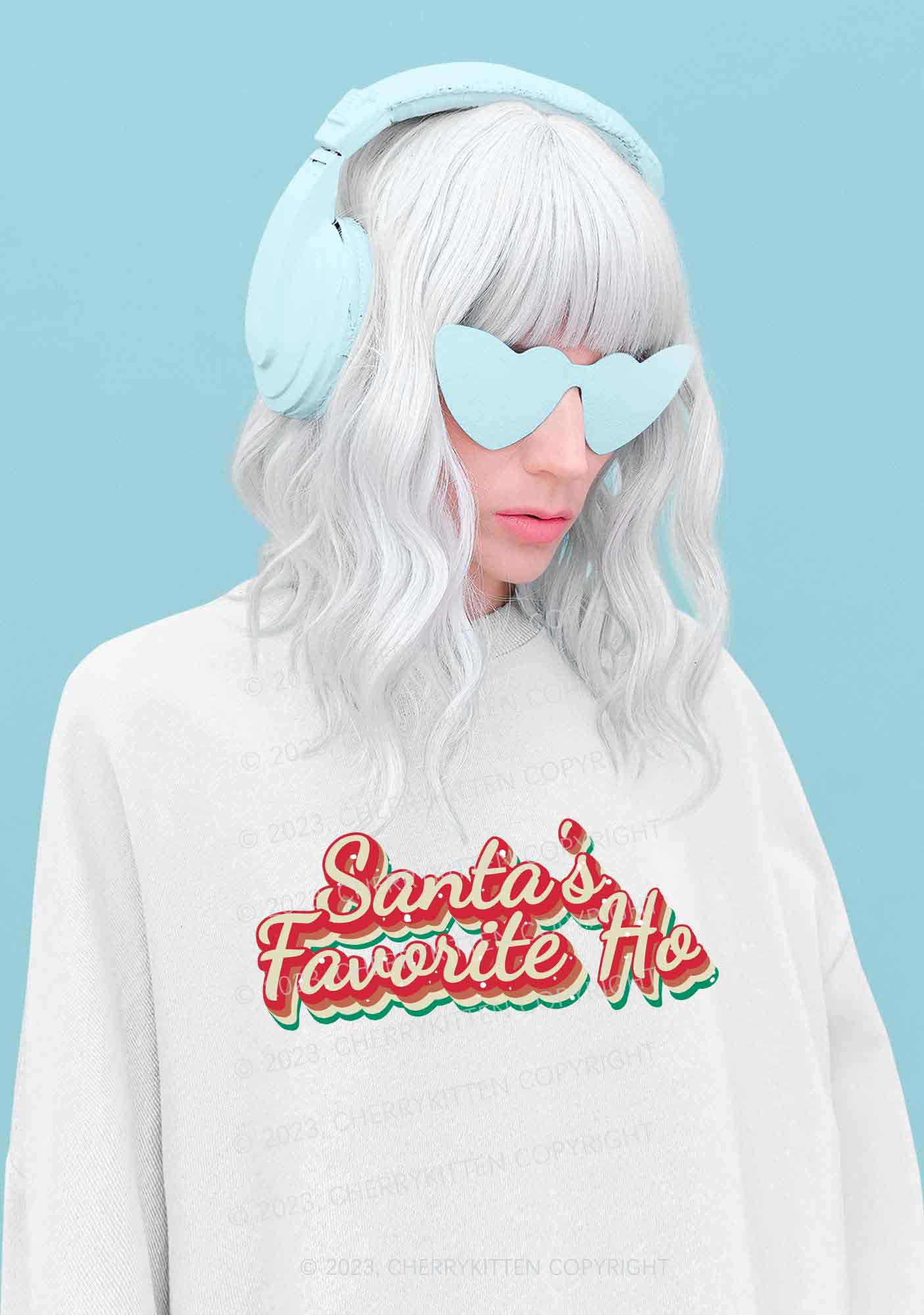 Santa's Favorite Ho Christmas Y2K Sweatshirt Cherrykitten - Image 2