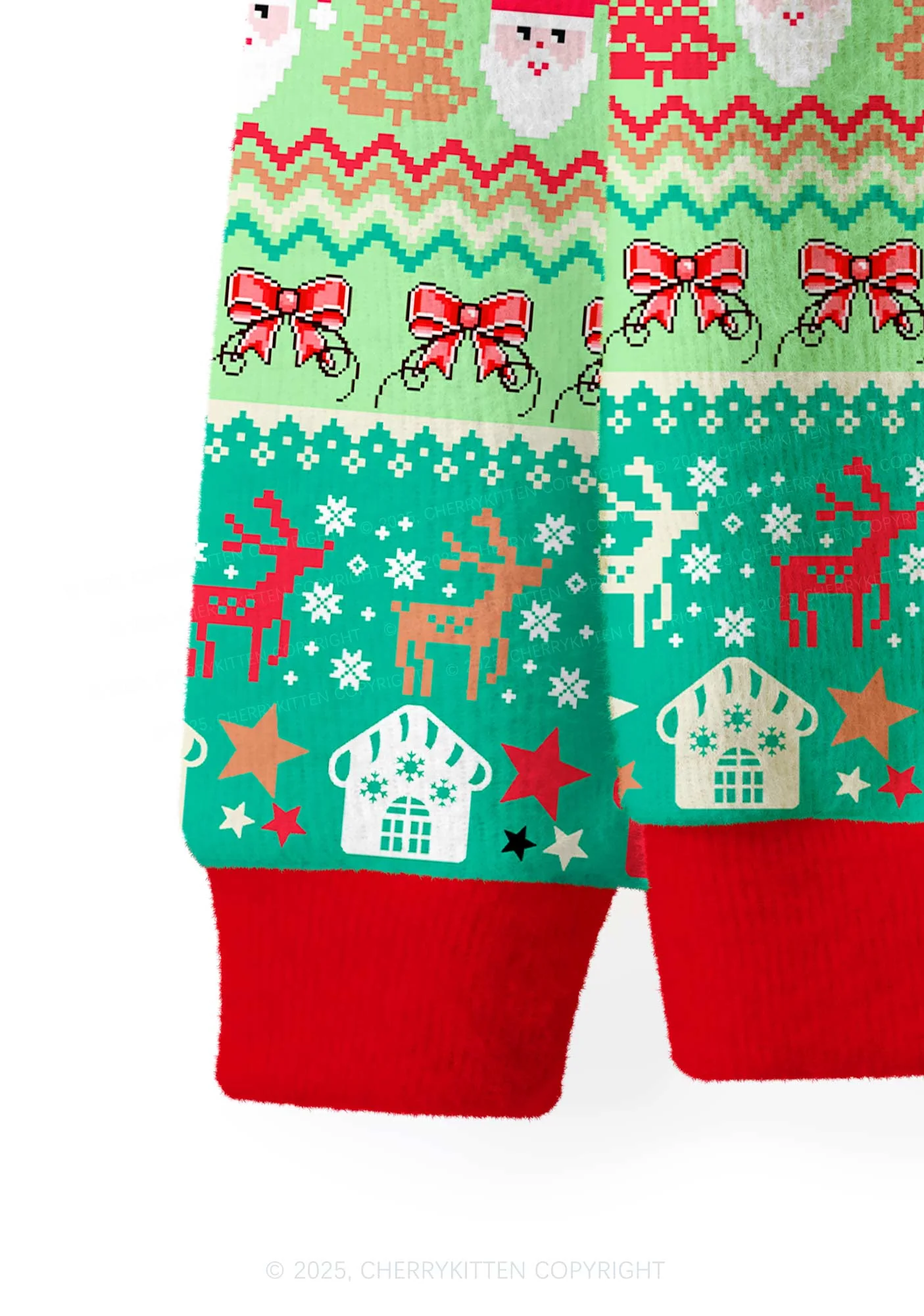 Santas Favorite Ho Y2K Christmas Cardigan Knit Sweatshirt Cherrykitten - Image 4