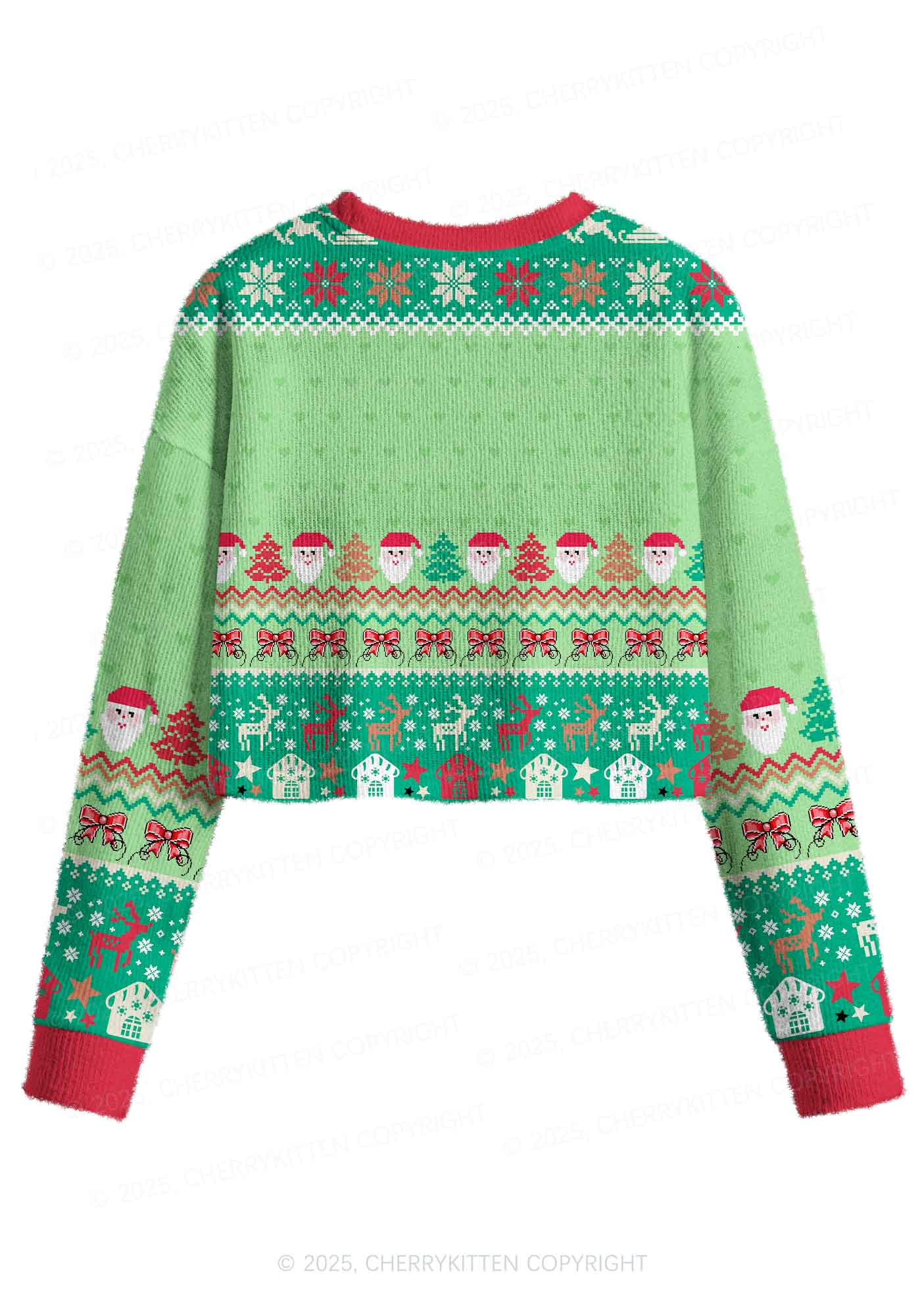 Santas Favorite Ho Y2K Christmas Crop Knit Sweatshirt Cherrykitten - Image 2