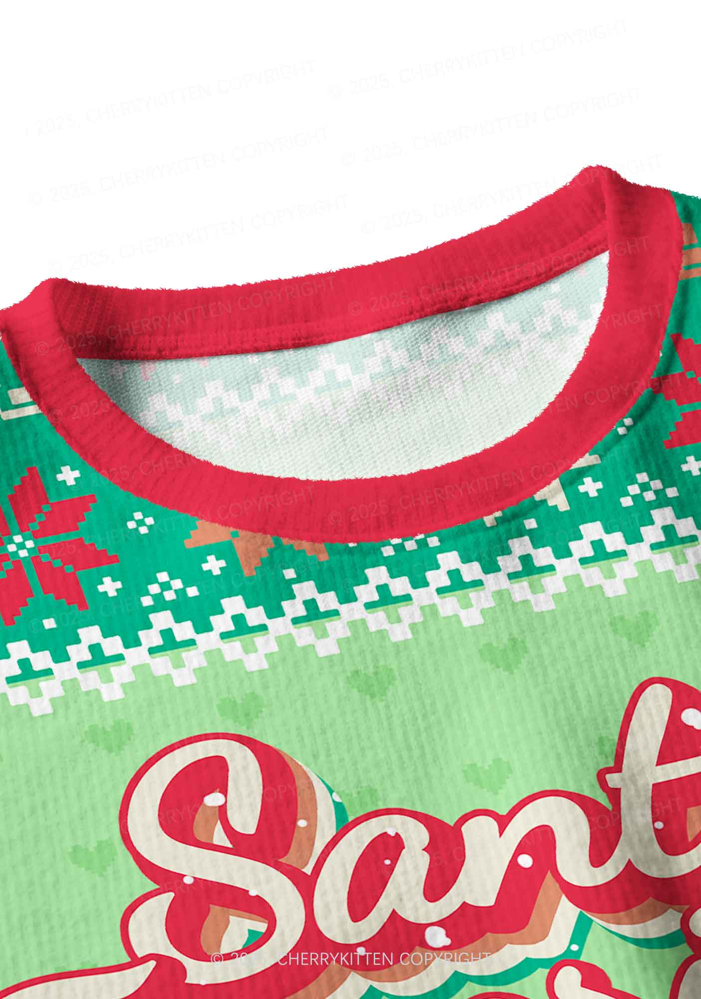 Santas Favorite Ho Y2K Christmas Crop Knit Sweatshirt Cherrykitten - Image 4