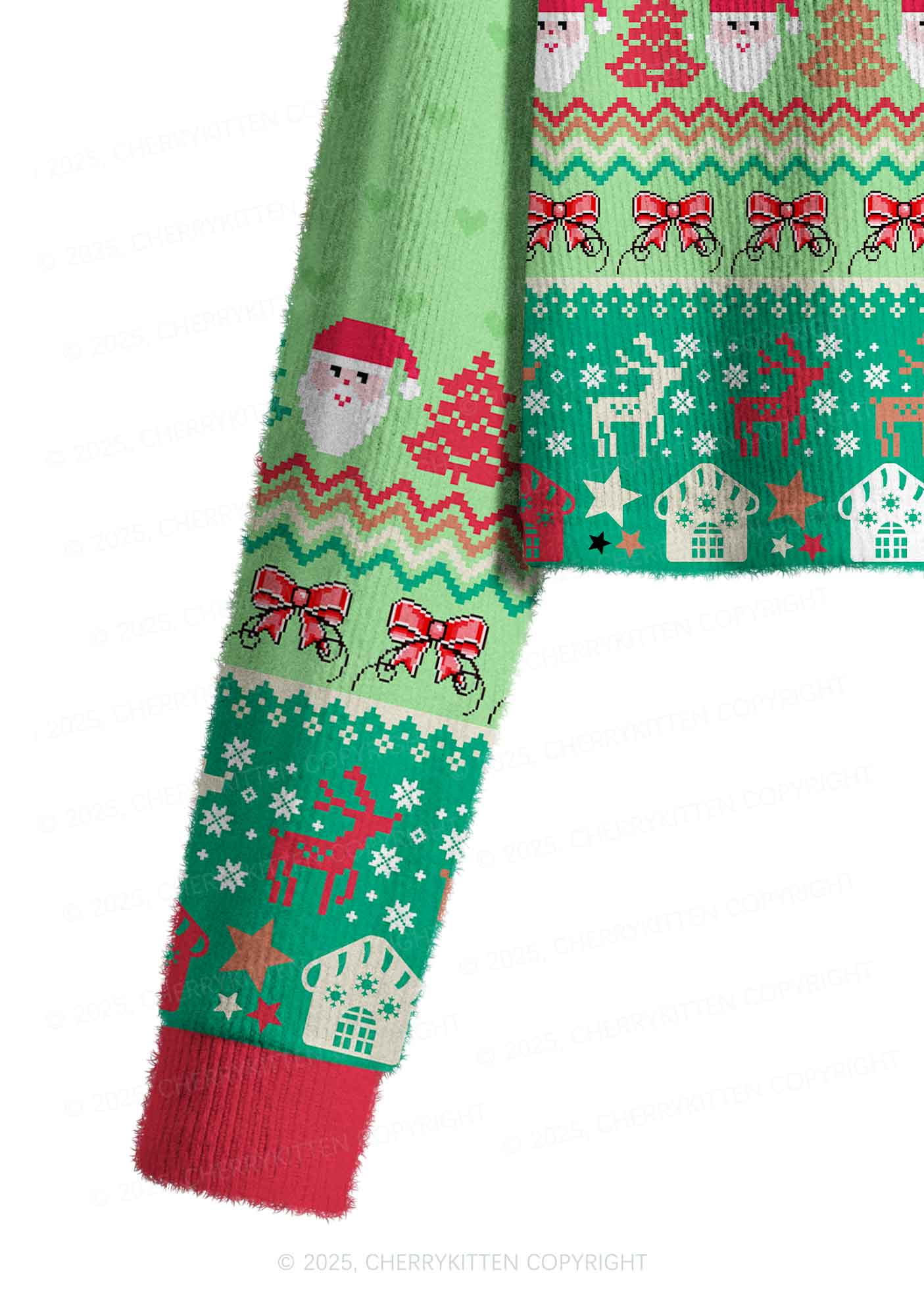 Santas Favorite Ho Y2K Christmas Crop Knit Sweatshirt Cherrykitten - Image 5