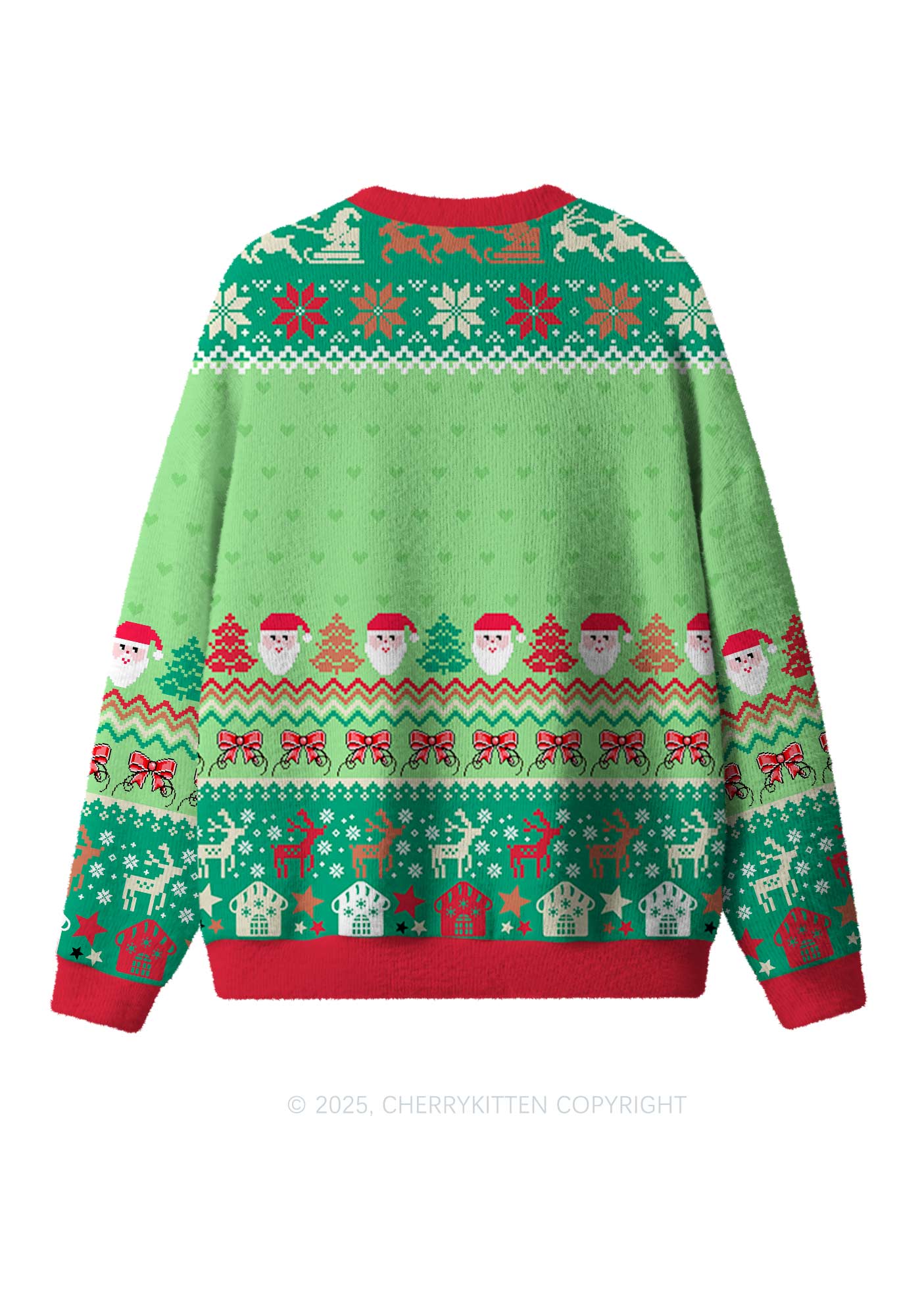 Santas Favorite Ho Y2K Christmas Knit Sweatshirt Cherrykitten - Image 2