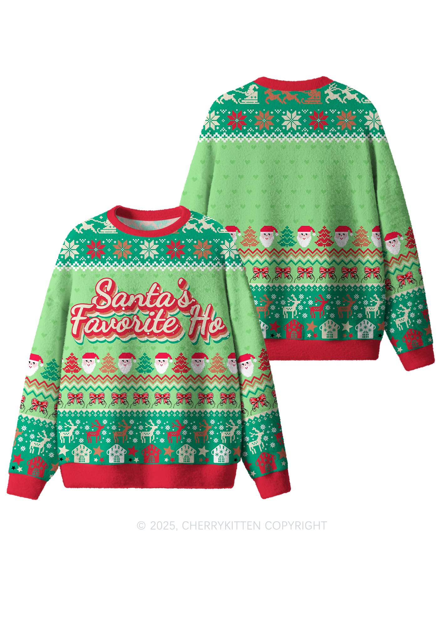 Santas Favorite Ho Y2K Christmas Knit Sweatshirt Cherrykitten - Image 3