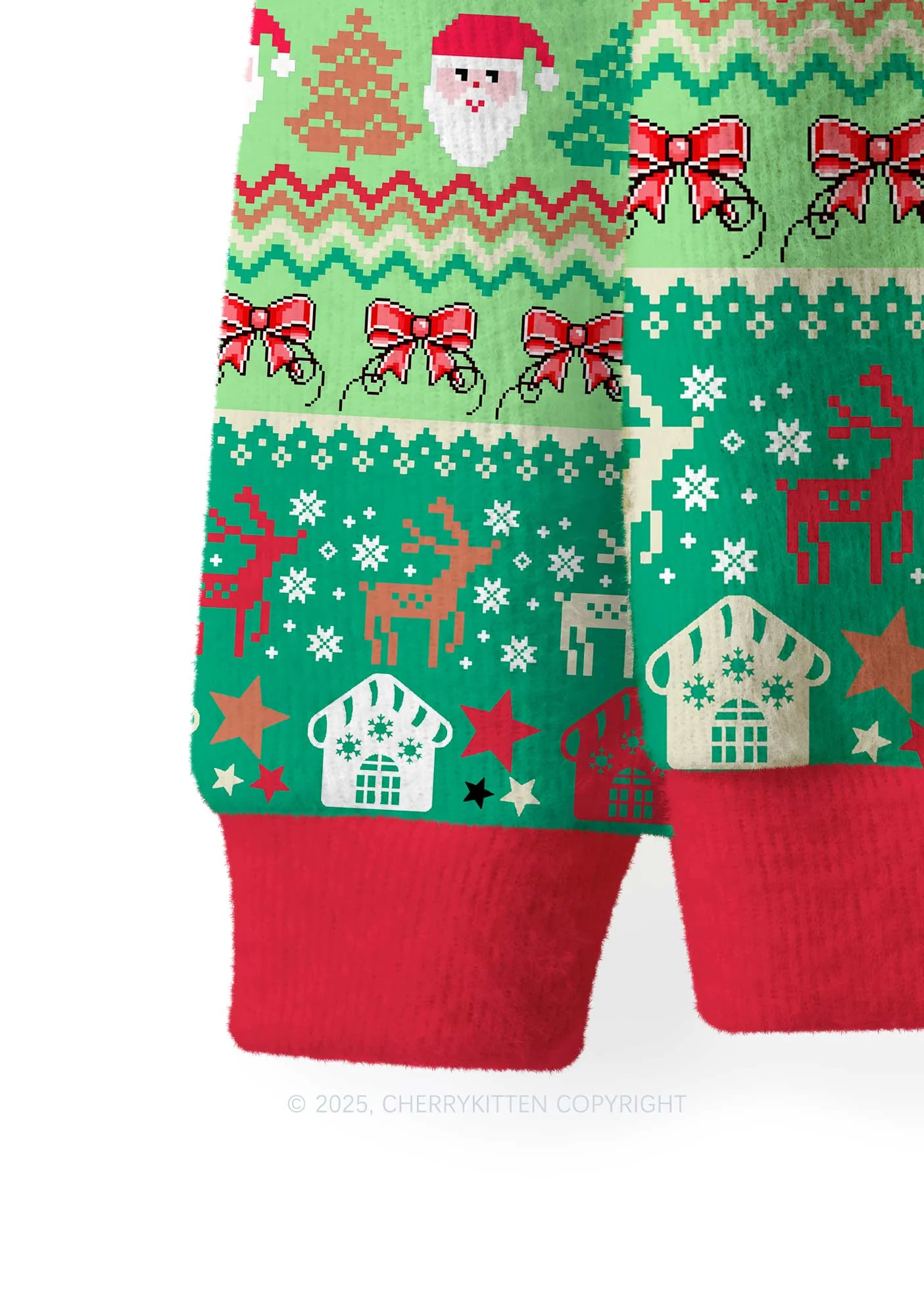 Santas Favorite Ho Y2K Christmas Knit Sweatshirt Cherrykitten - Image 4