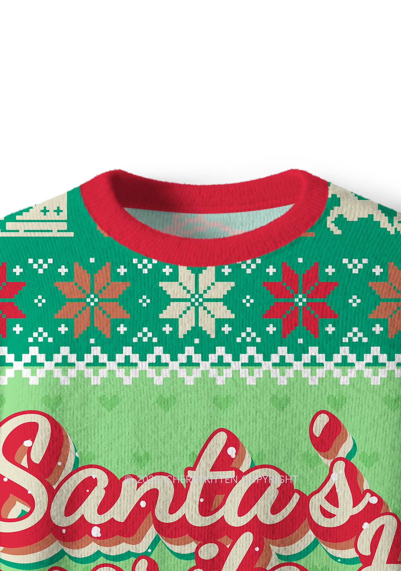 Santas Favorite Ho Y2K Christmas Knit Sweatshirt Cherrykitten - Image 5