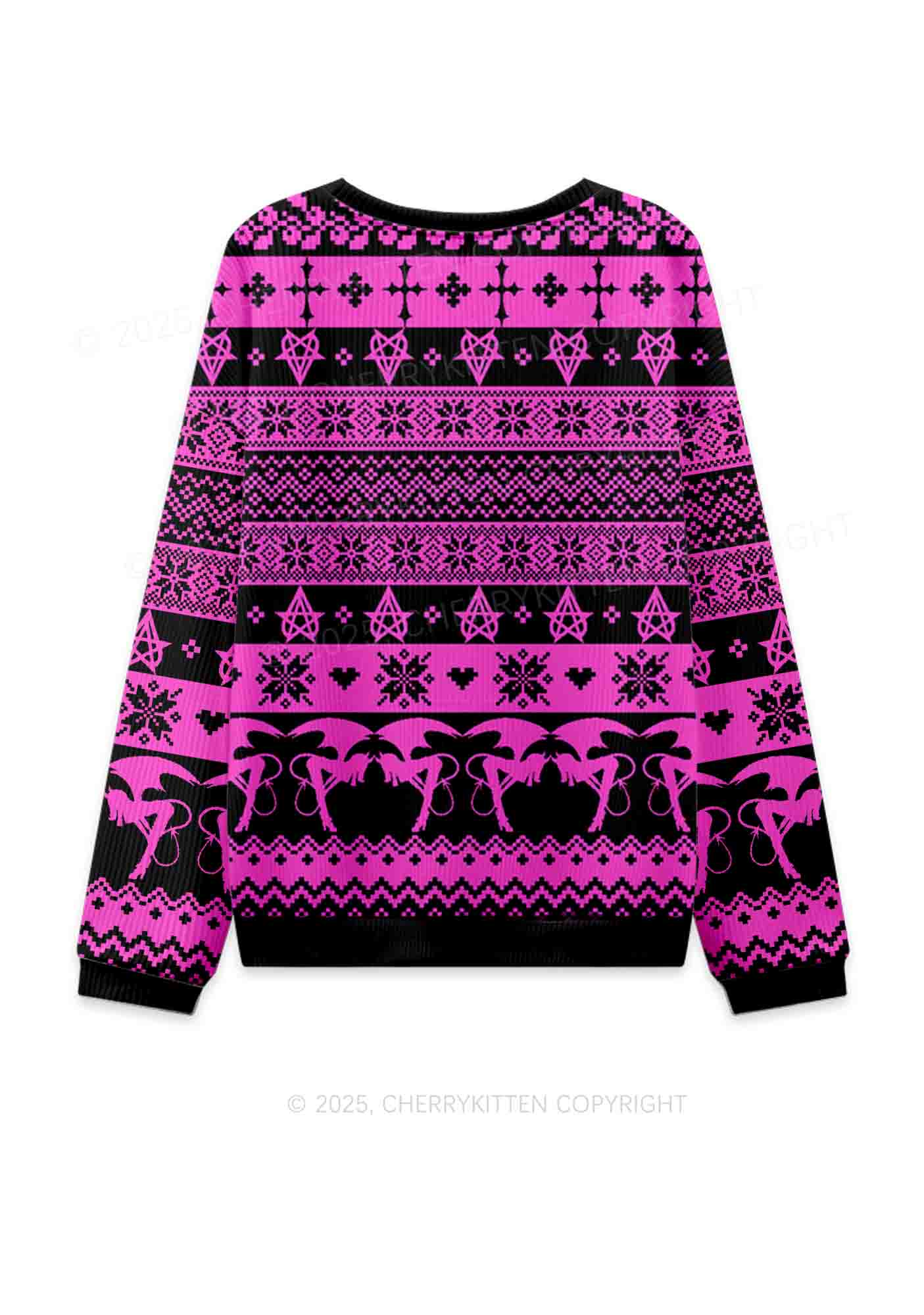 Santas Good Girl Y2K Christmas Knit Sweatshirt Cherrykitten - Image 2