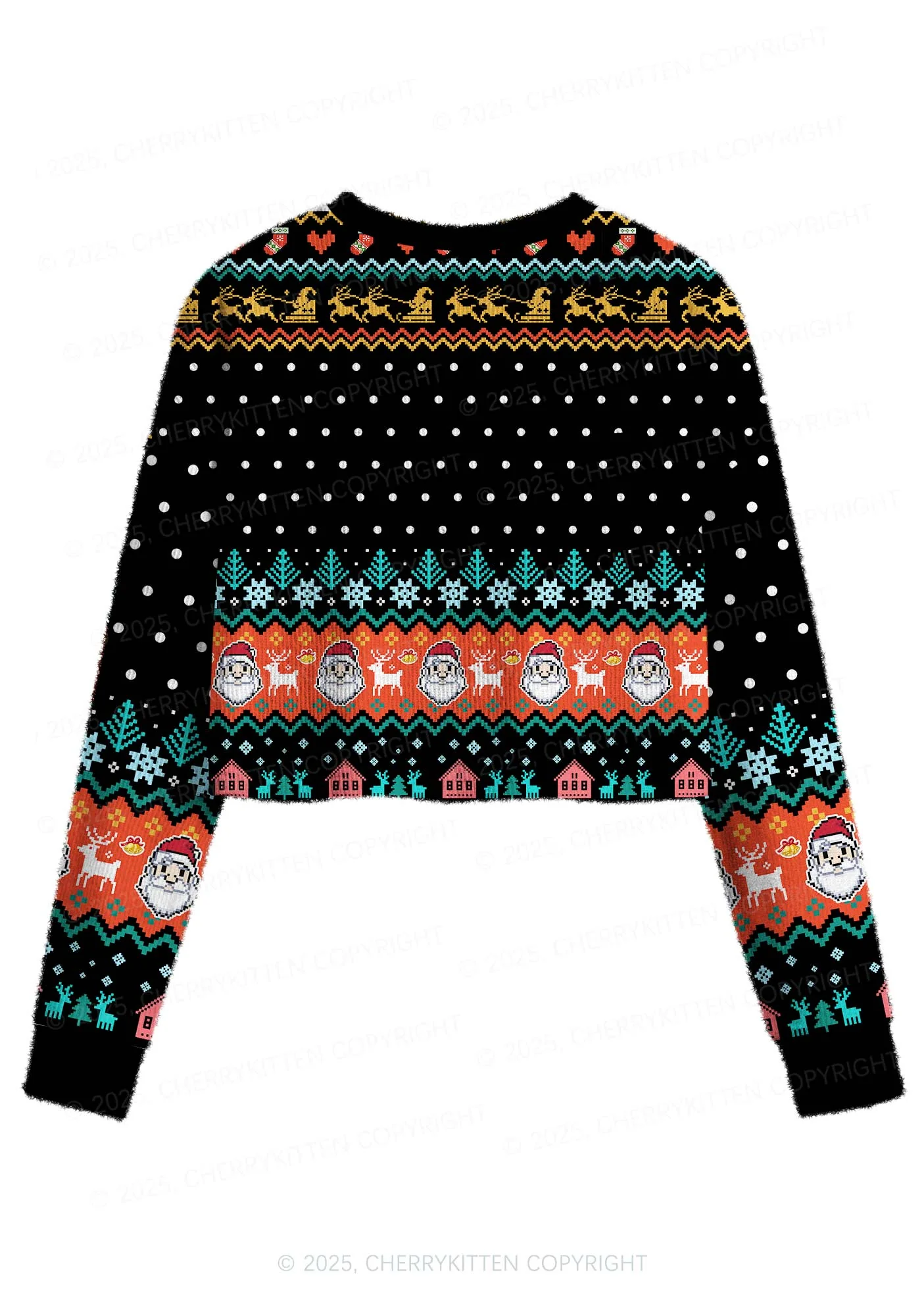 Santas Lil Slxt Y2K Christmas Crop Knit Sweatshirt Cherrykitten - Image 2