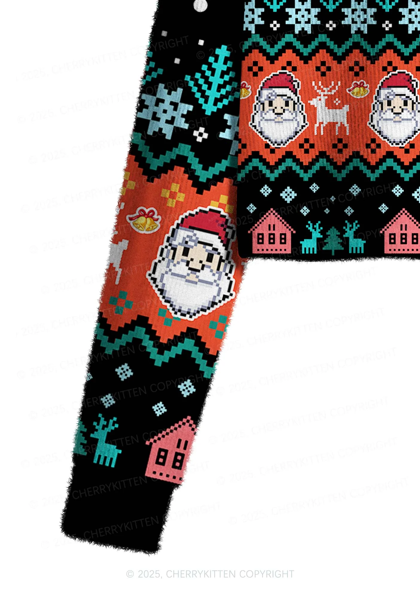 Santas Lil Slxt Y2K Christmas Crop Knit Sweatshirt Cherrykitten - Image 4