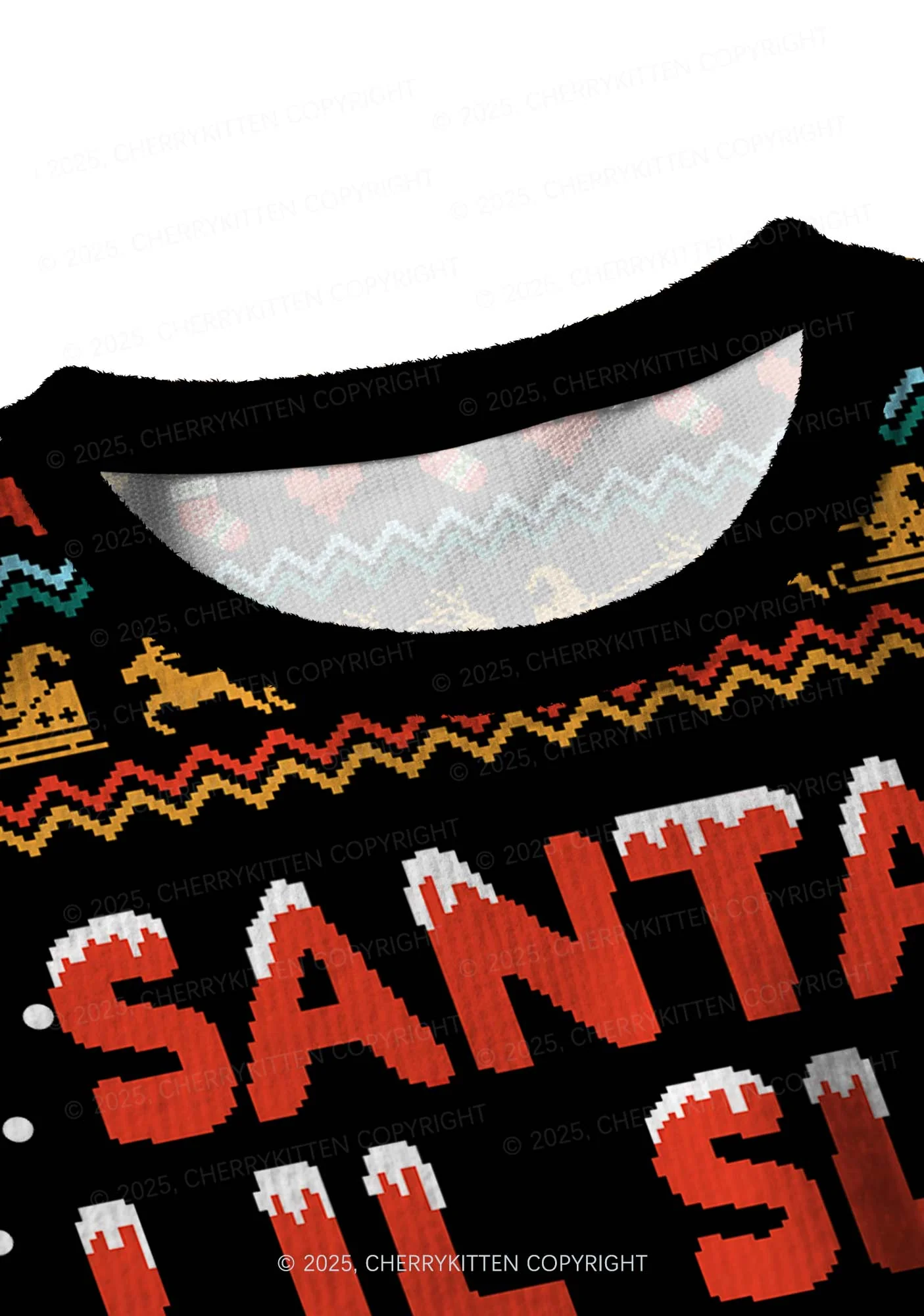 Santas Lil Slxt Y2K Christmas Crop Knit Sweatshirt Cherrykitten - Image 5