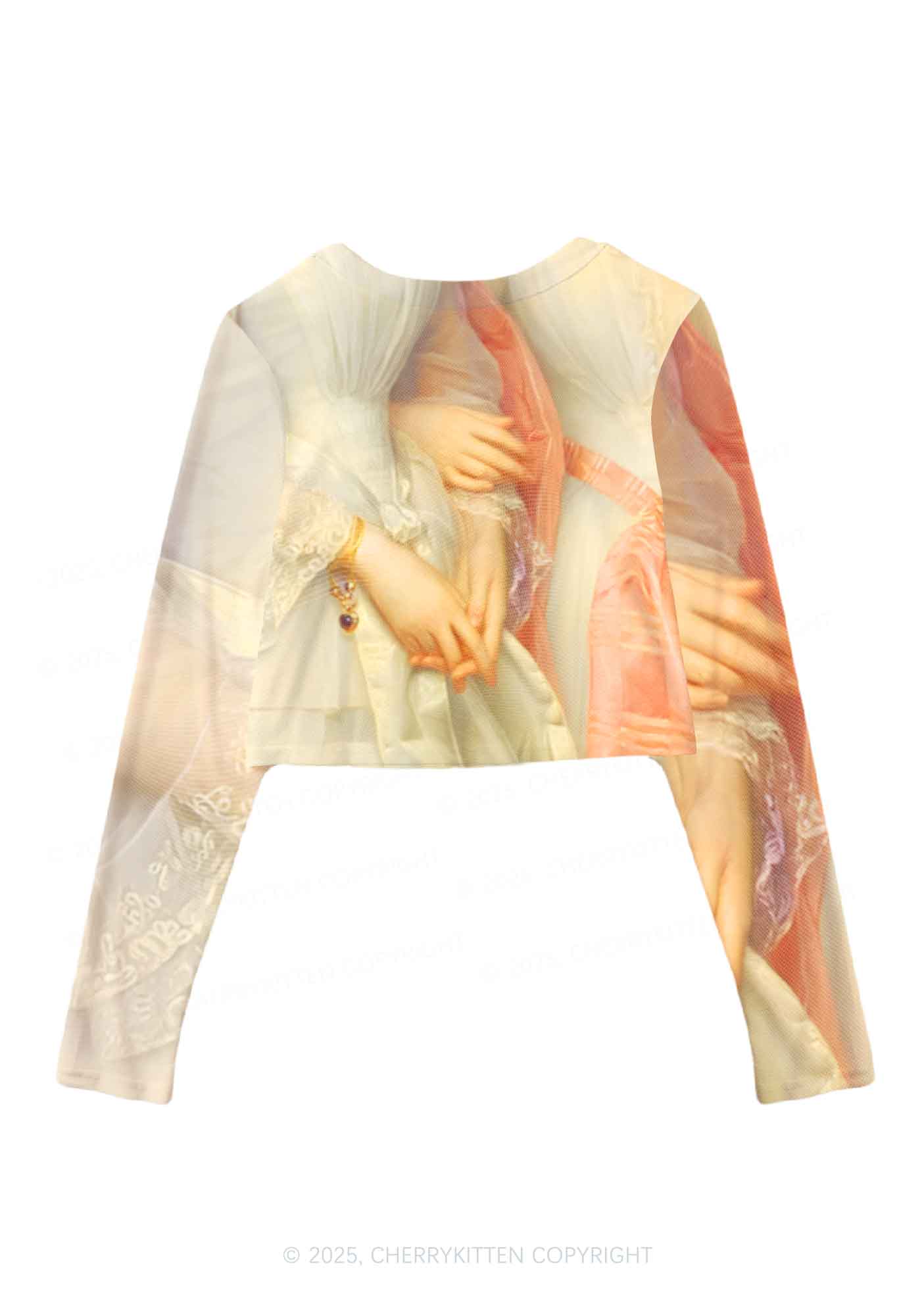 Sapphic Hands Pride Y2K Mesh Long Sleeve Crop Top Cherrykitten - Image 3