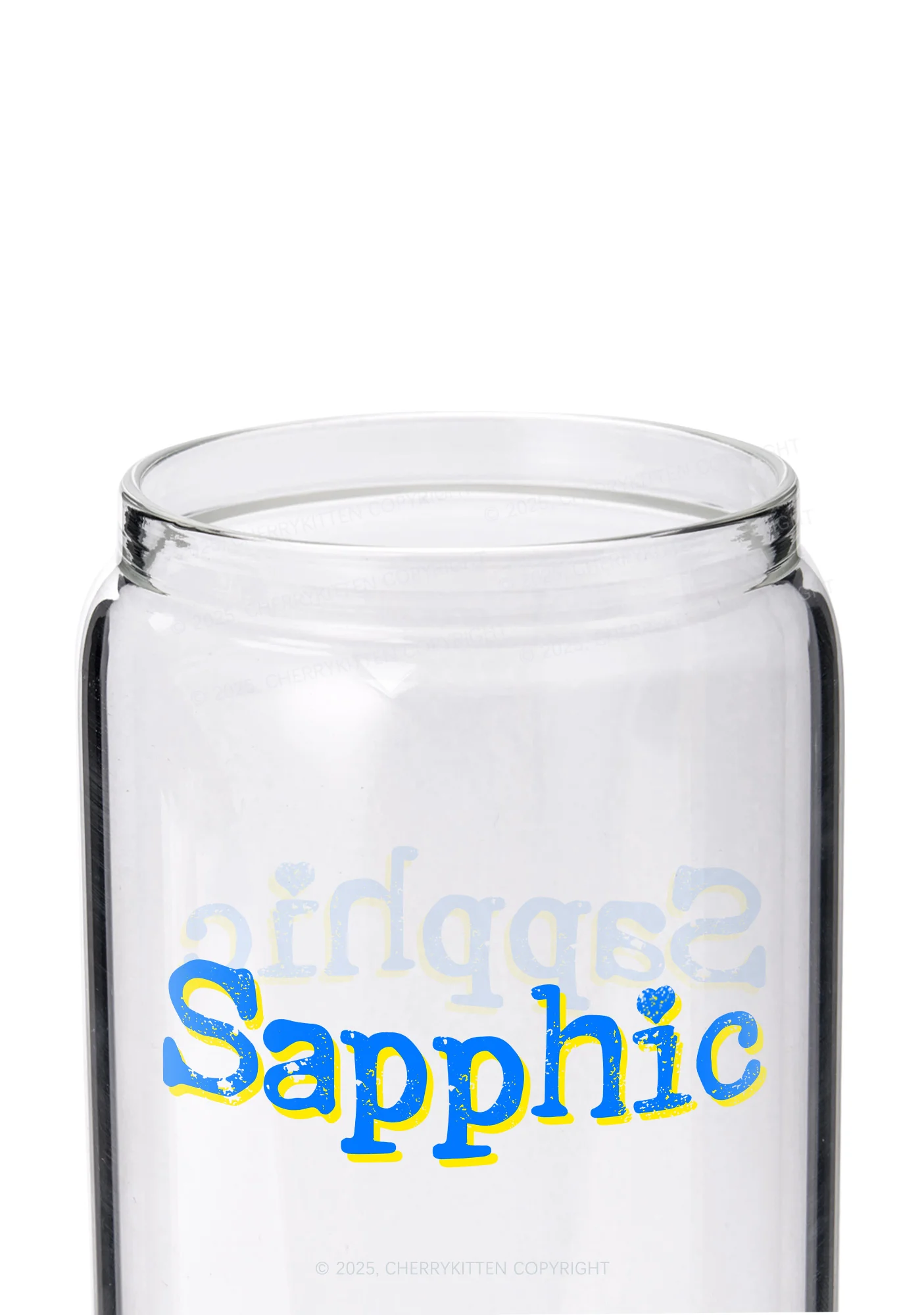 Sapphic Pride Y2K Printed Glass Cup Cherrykitten - Image 2