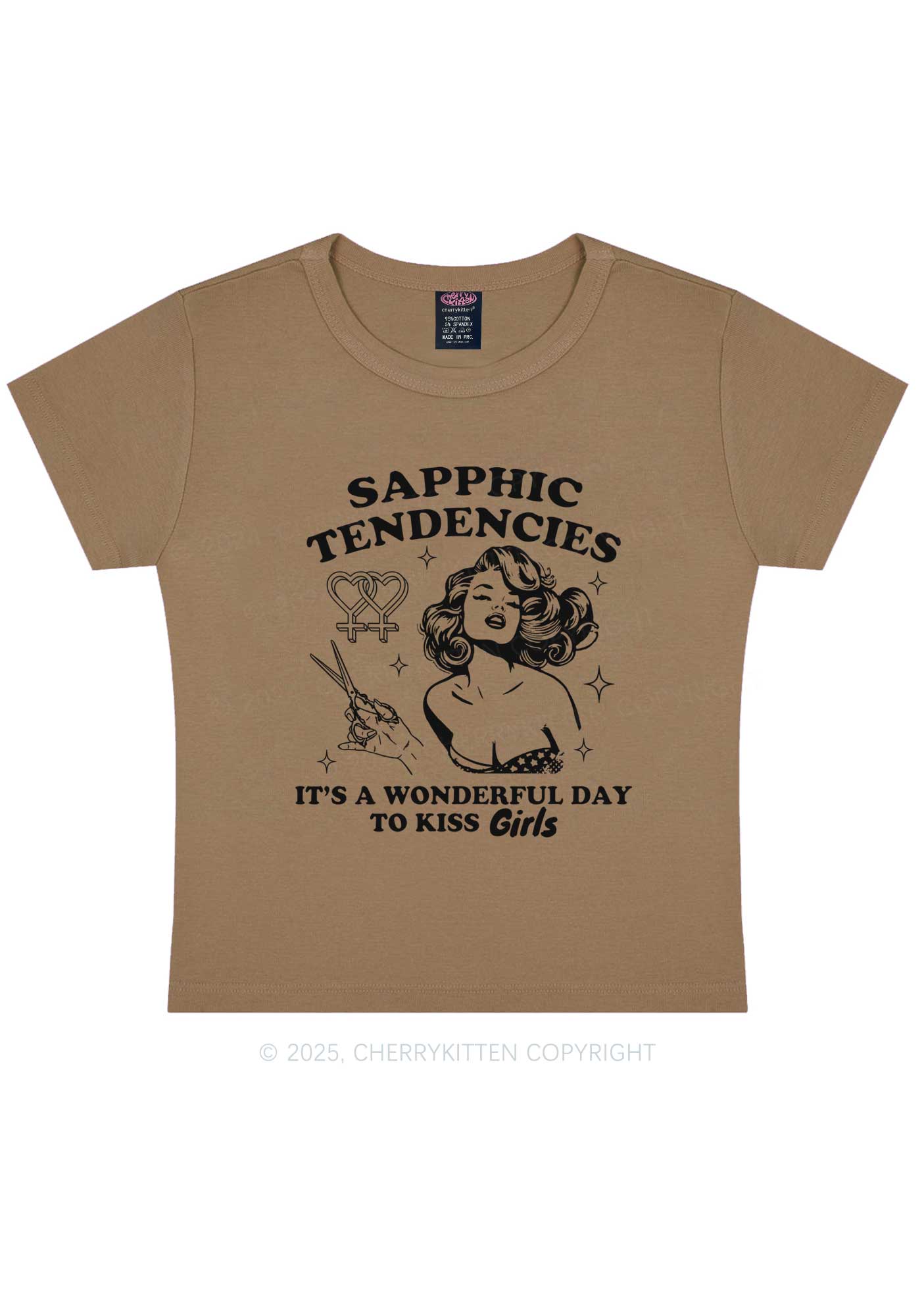 Sapphic Tendencies Kiss Girls Y2K Baby Tee Cherrykitten - Image 10