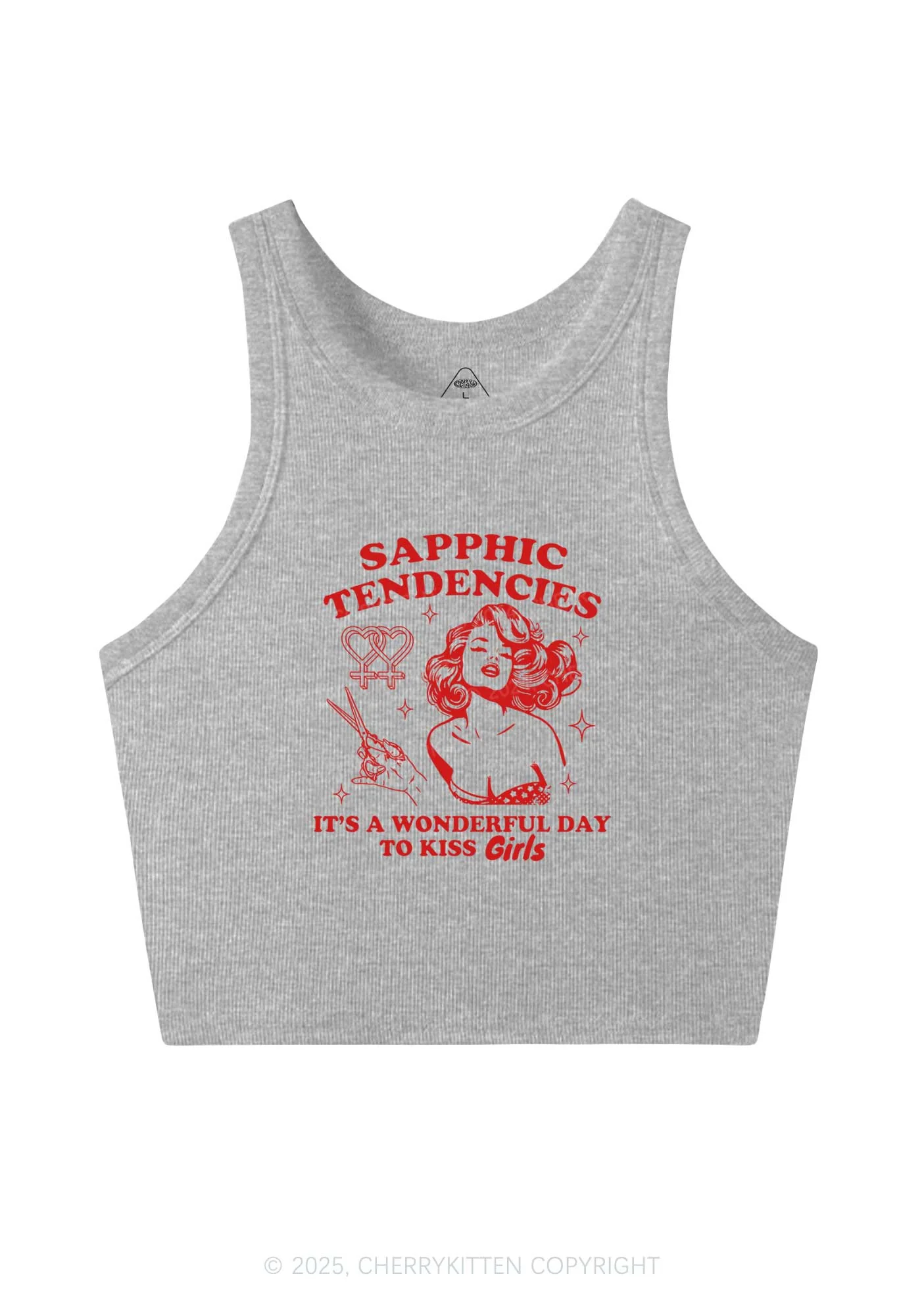 Sapphic Tendencies Kiss Girls Y2K Crop Tank Top Cherrykitten - Image 4