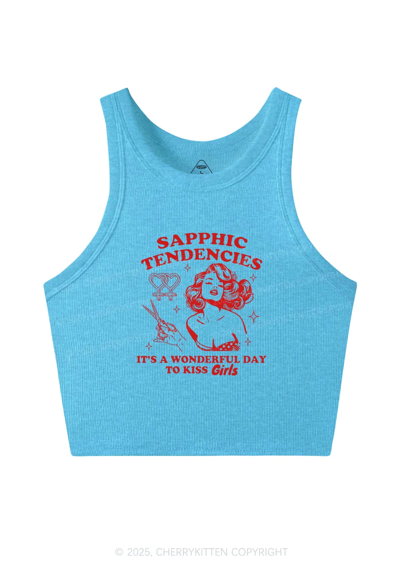 Sapphic Tendencies Kiss Girls Y2K Crop Tank Top Cherrykitten - Image 5