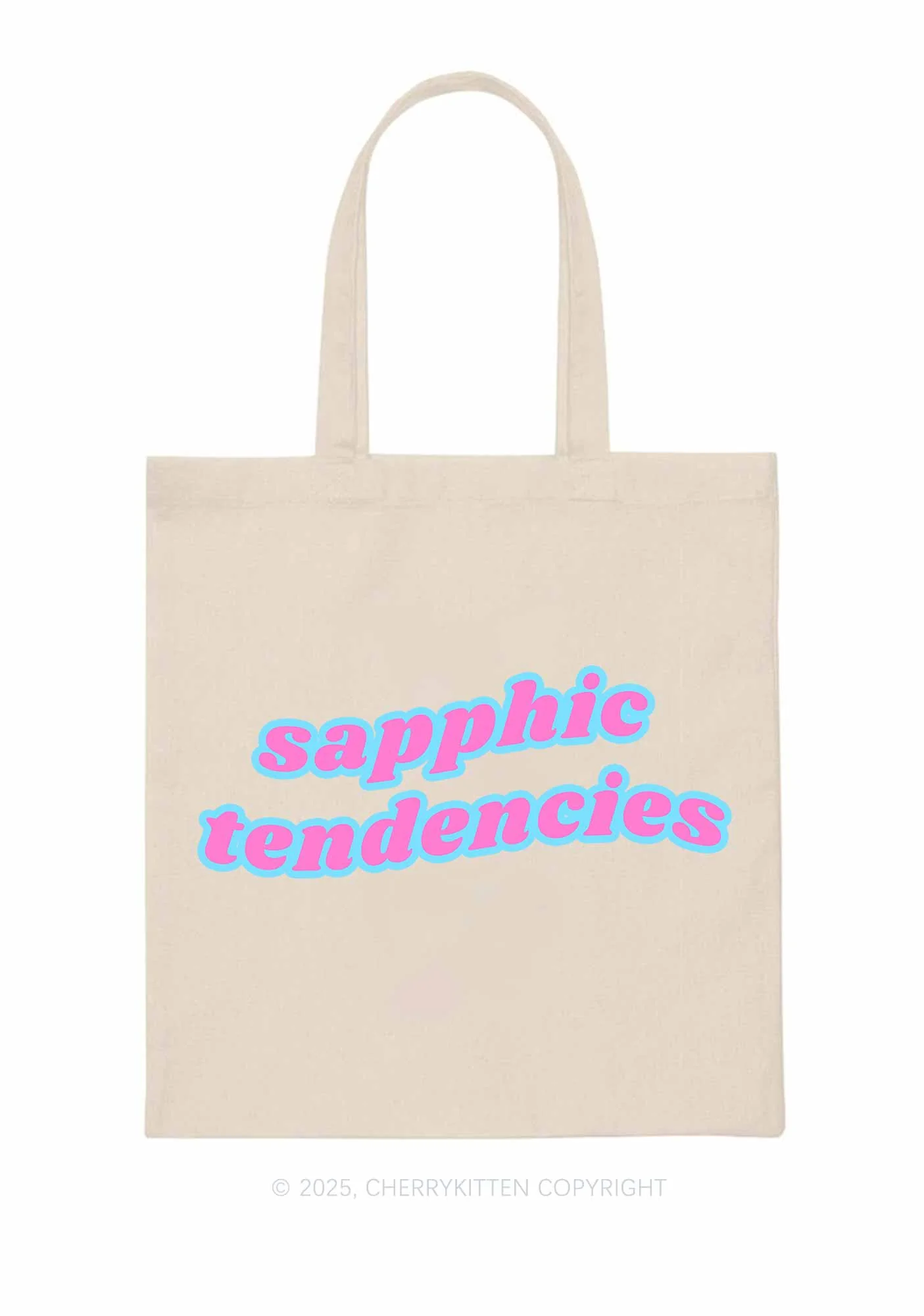 Sapphic Tendencies Pride Y2K Canvas Tote Bag Cherrykitten - Image 3