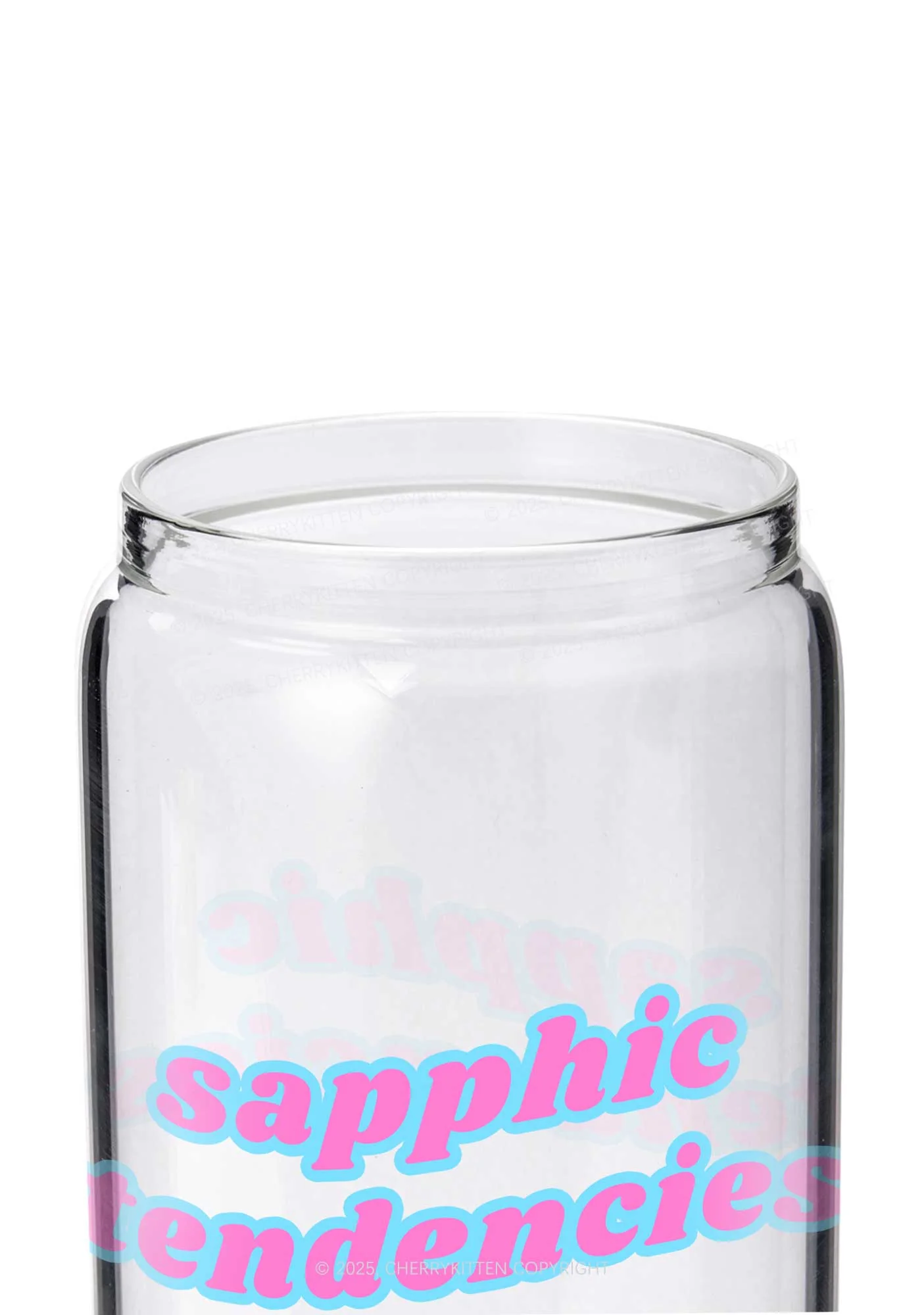 Sapphic Tendencies Pride Y2K Printed Glass Cup Cherrykitten - Image 2