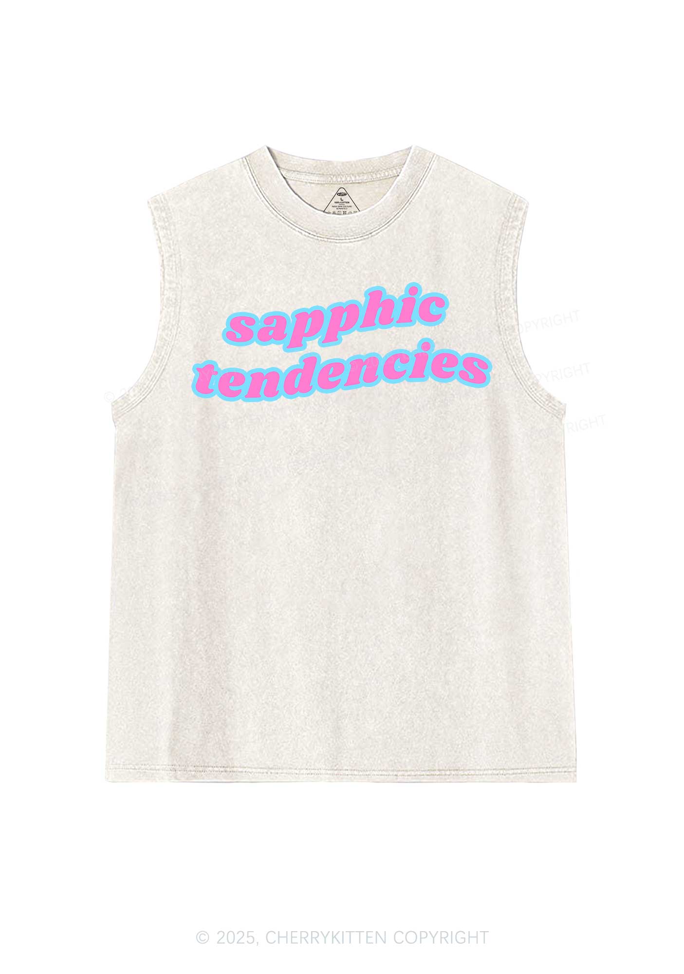 Sapphic Tendencies Pride Y2K Washed Muscle Tank Cherrykitten - Image 3