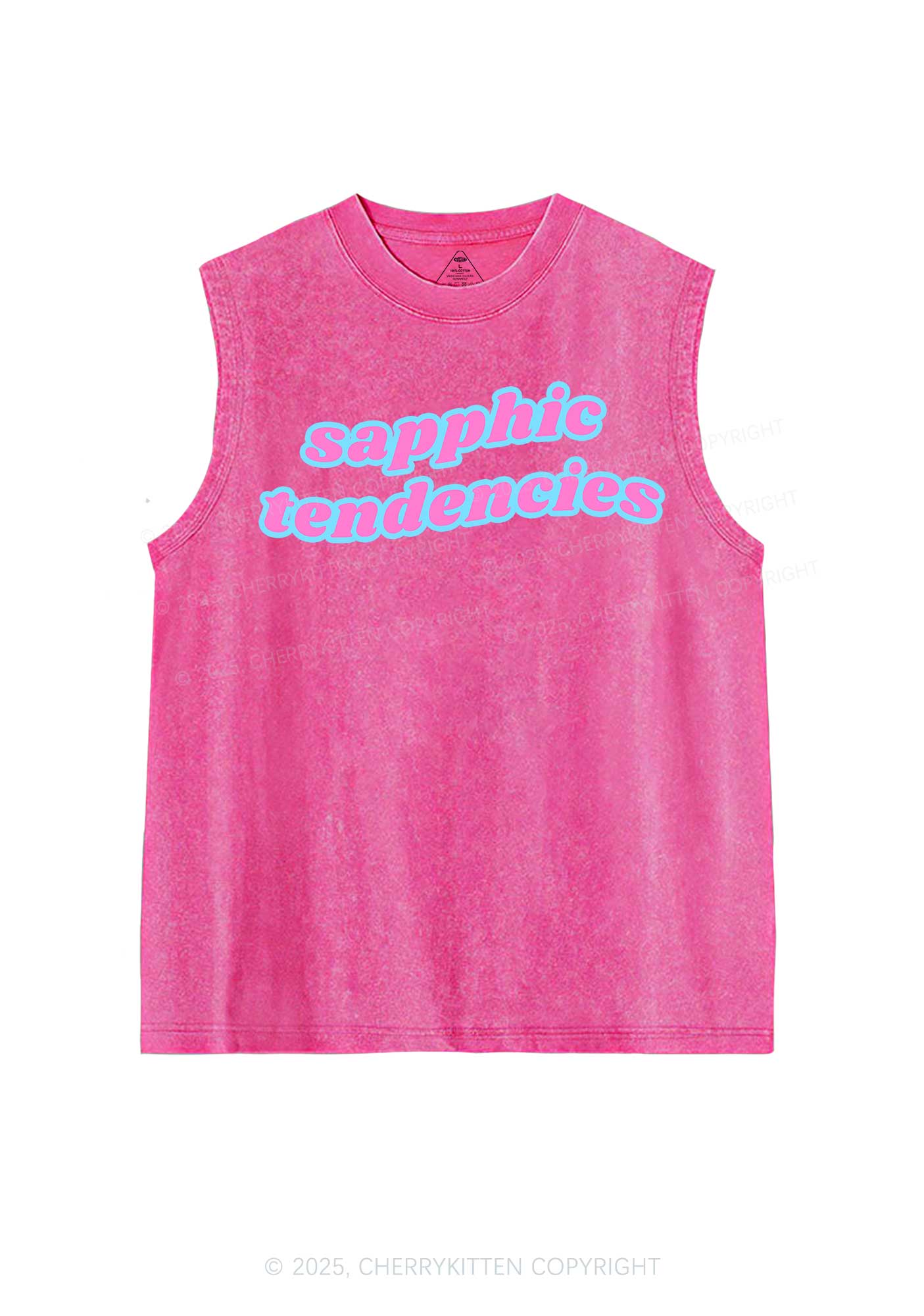 Sapphic Tendencies Pride Y2K Washed Muscle Tank Cherrykitten - Image 4