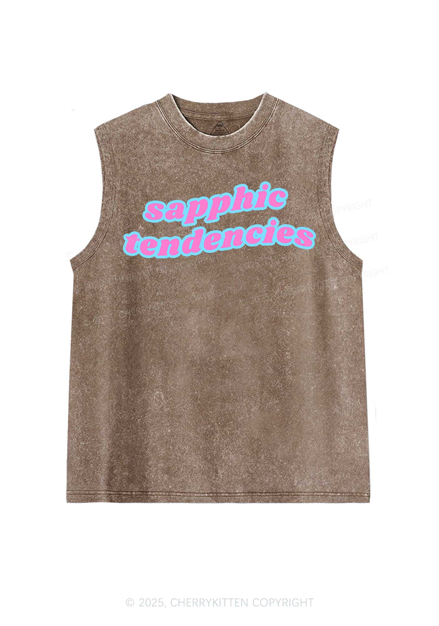 Sapphic Tendencies Pride Y2K Washed Muscle Tank Cherrykitten - Image 5