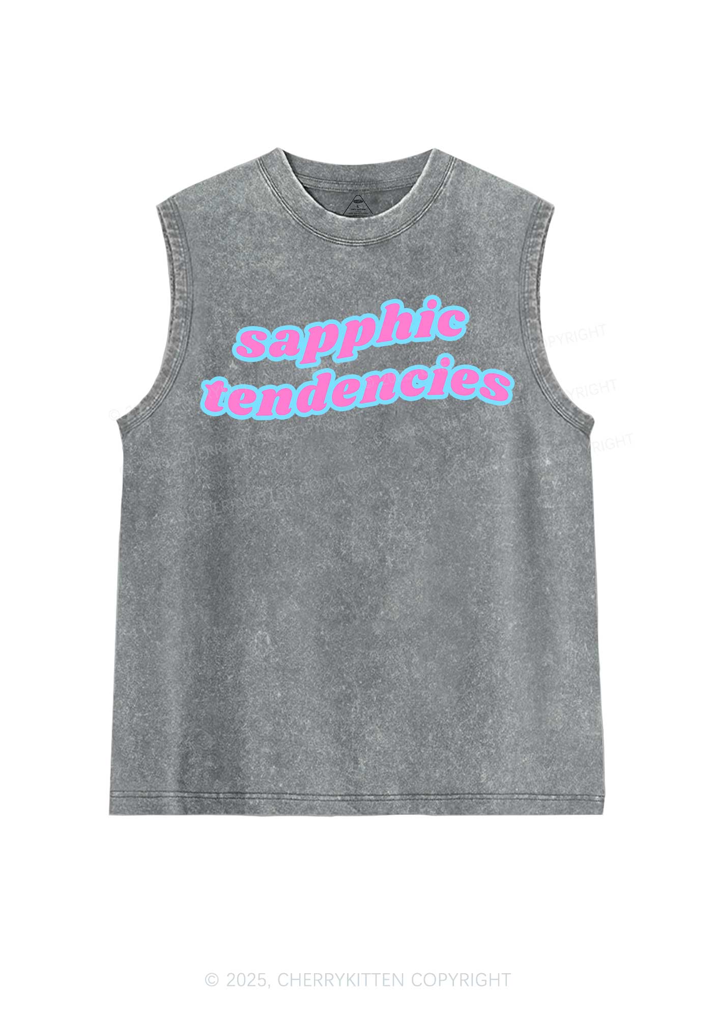 Sapphic Tendencies Pride Y2K Washed Muscle Tank Cherrykitten - Image 6