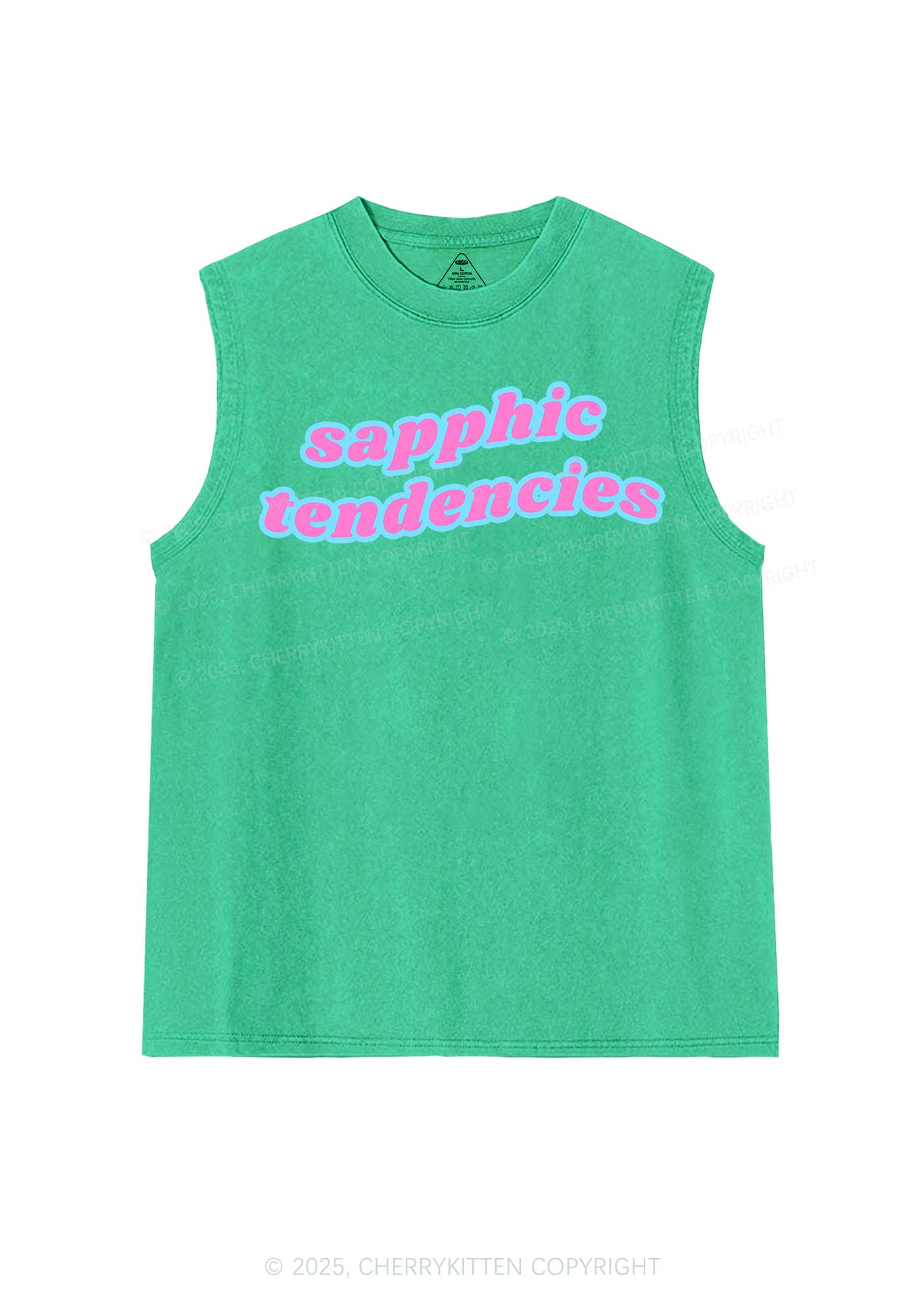 Sapphic Tendencies Pride Y2K Washed Muscle Tank Cherrykitten - Image 7