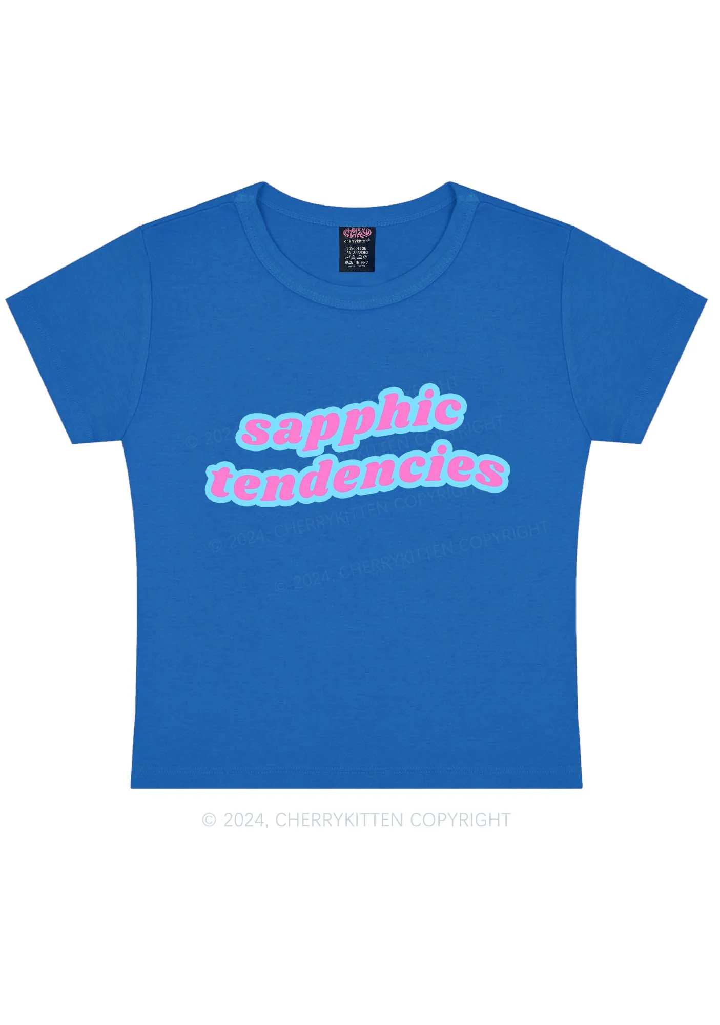Sapphic Tendencies Y2K Baby Tee Cherrykitten - Image 10