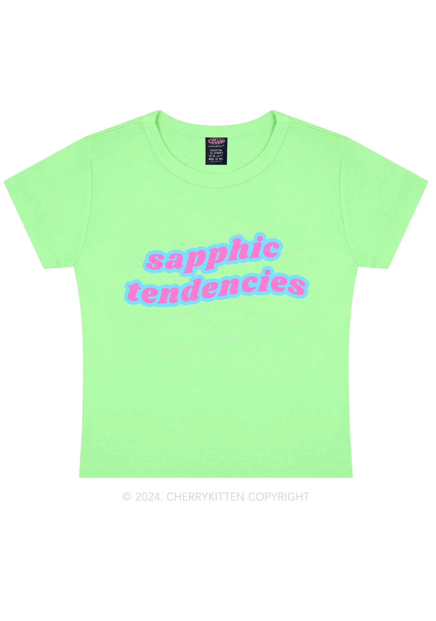 Sapphic Tendencies Y2K Baby Tee Cherrykitten - Image 12