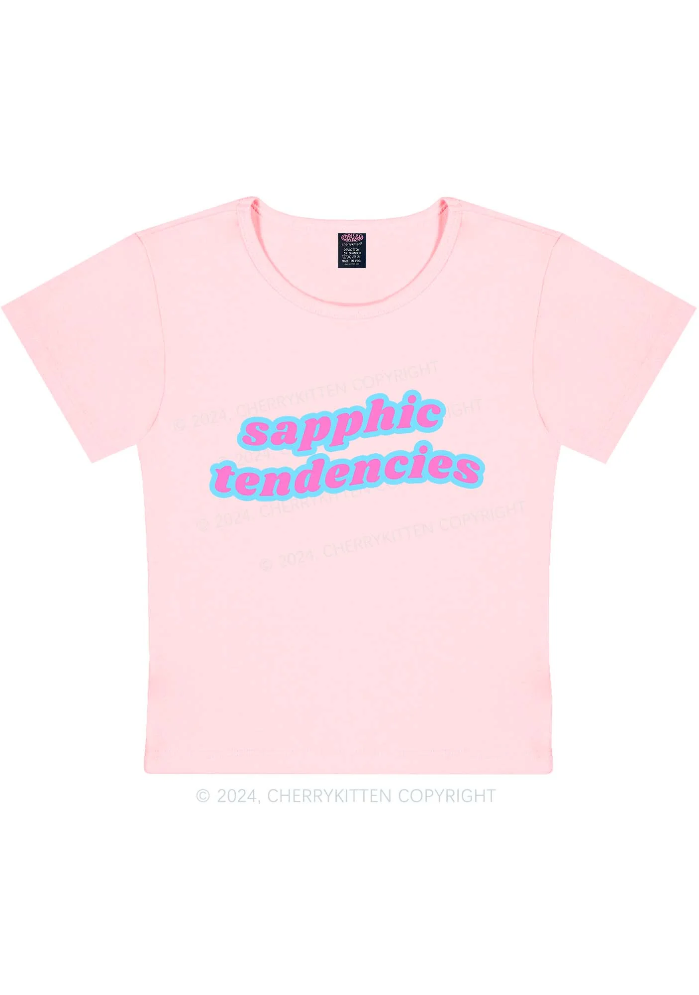 Sapphic Tendencies Y2K Baby Tee Cherrykitten - Image 8