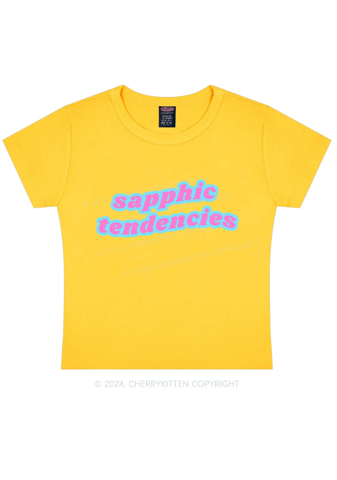 Sapphic Tendencies Y2K Baby Tee Cherrykitten - Image 9