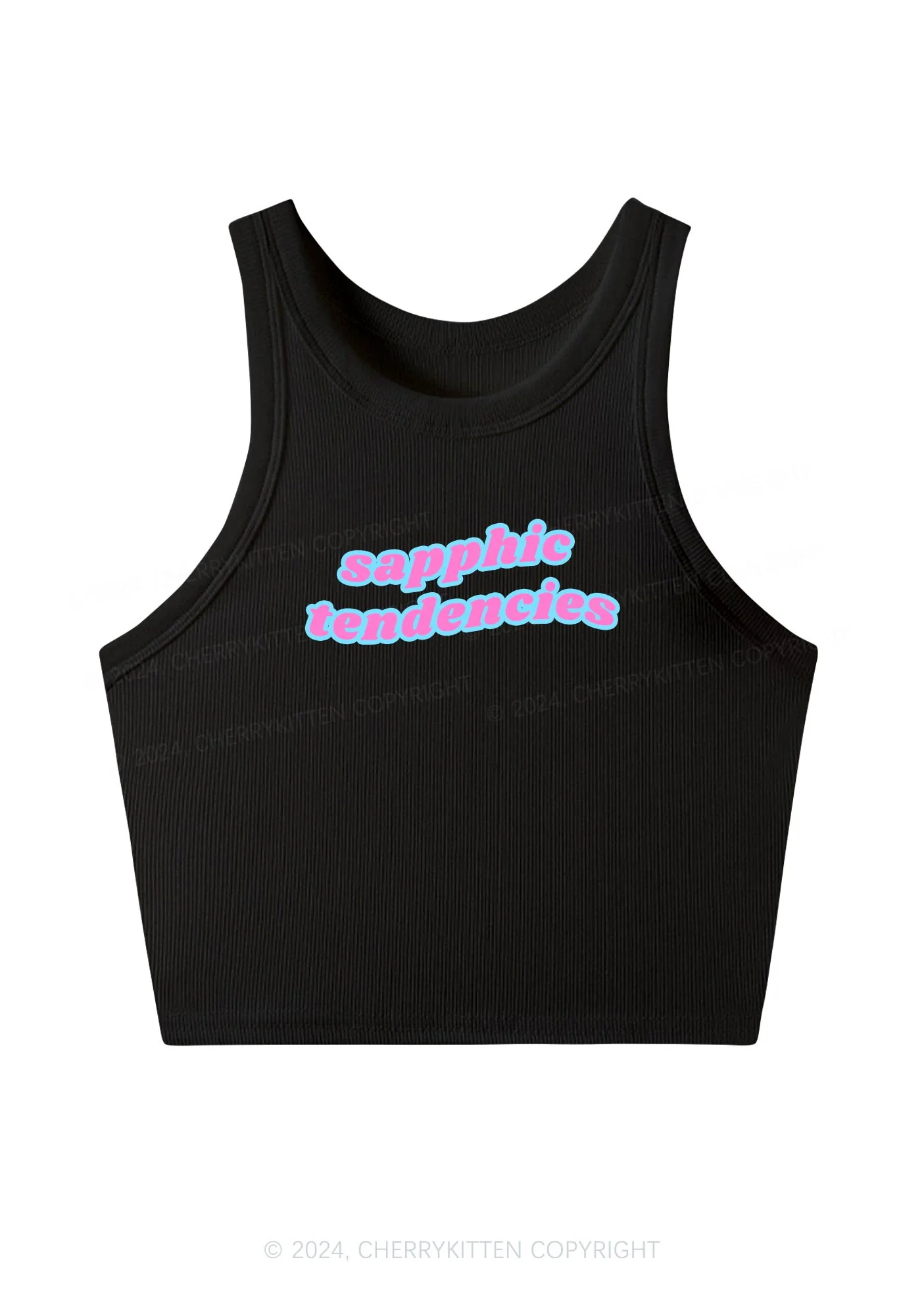 Sapphic Tendencies Y2K Crop Tank Top Cherrykitten - Image 2