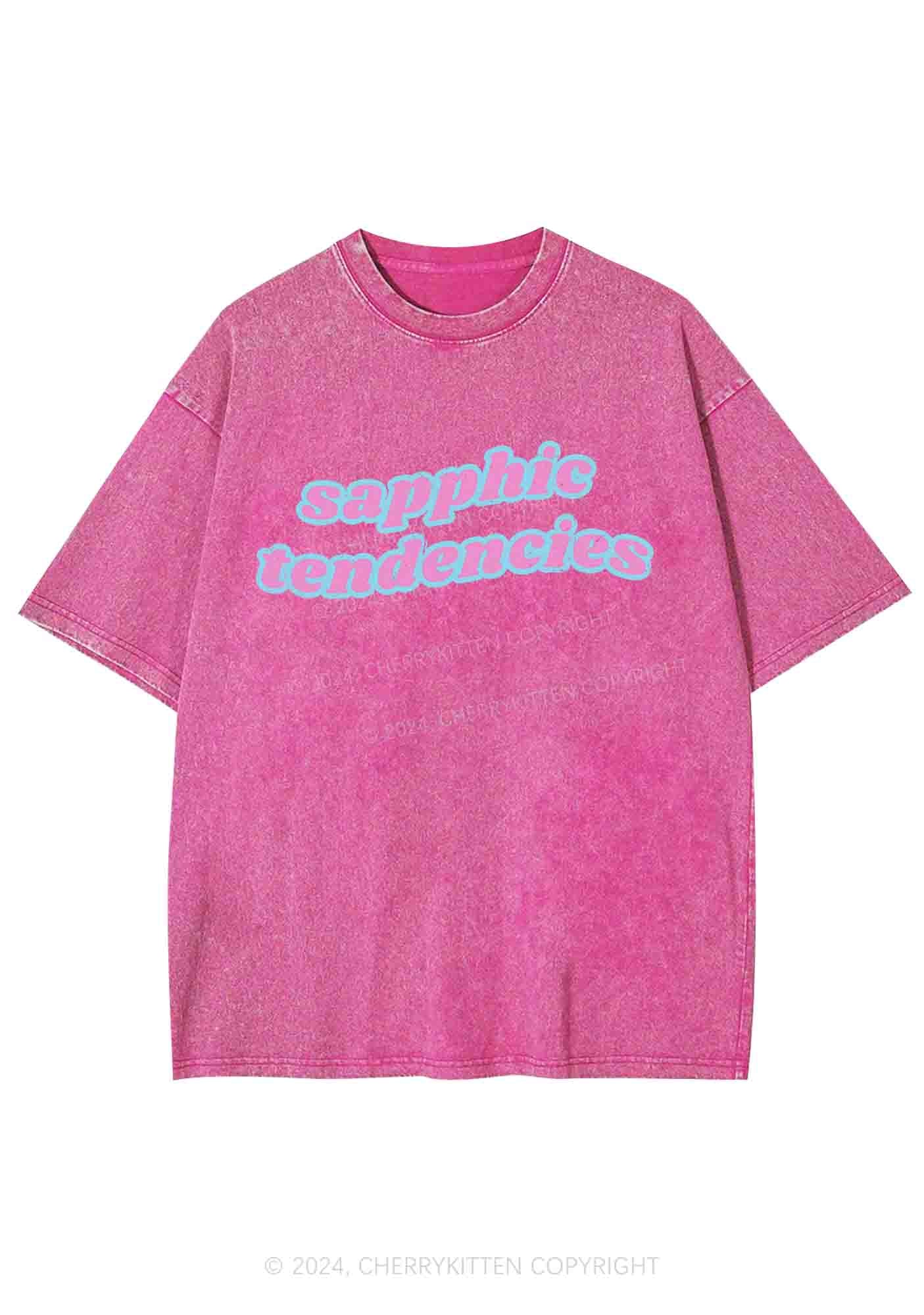 Sapphic Tendencies Y2K Washed Tee Cherrykitten - Image 3