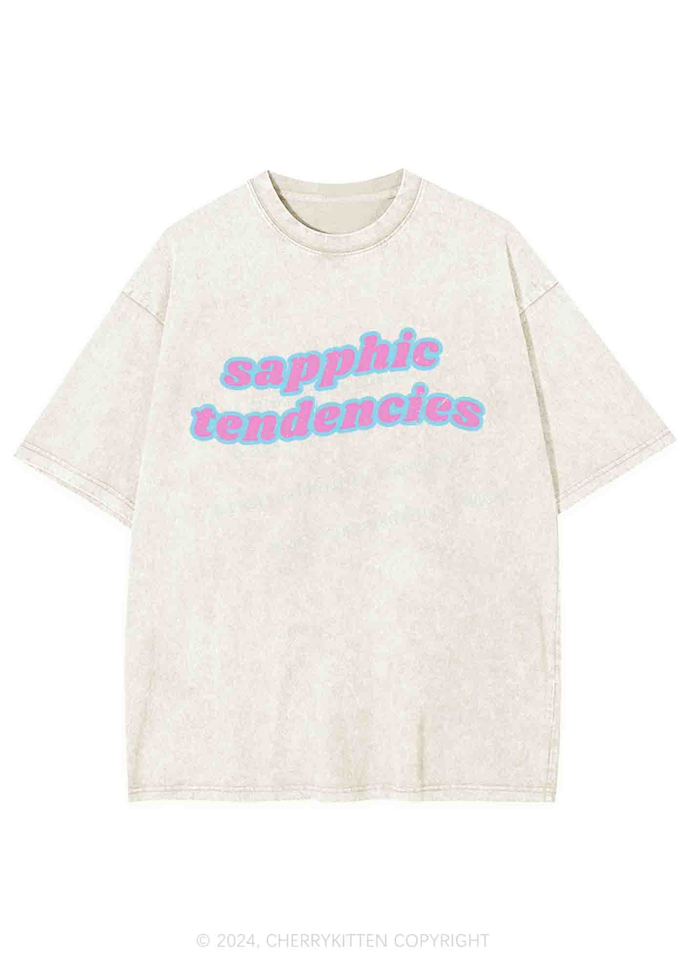 Sapphic Tendencies Y2K Washed Tee Cherrykitten - Image 4