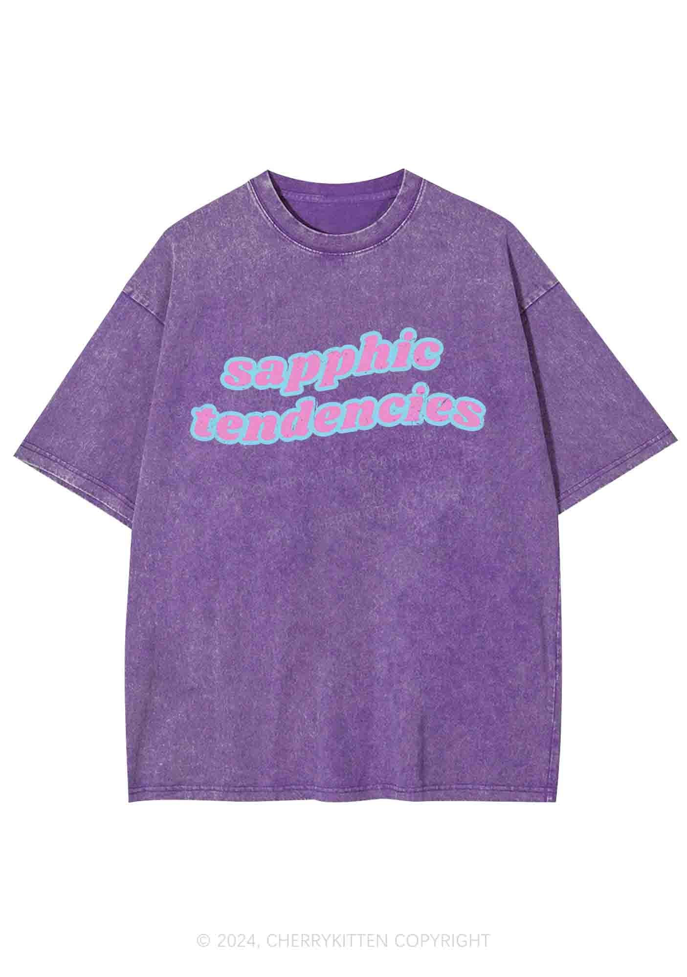 Sapphic Tendencies Y2K Washed Tee Cherrykitten - Image 5