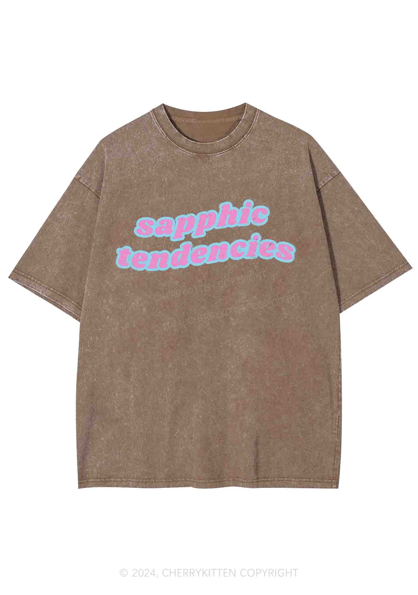 Sapphic Tendencies Y2K Washed Tee Cherrykitten - Image 6