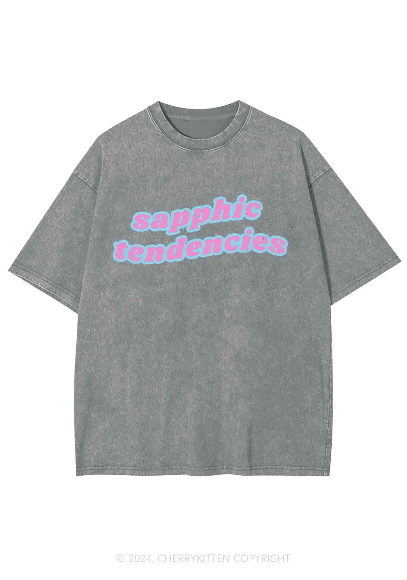 Sapphic Tendencies Y2K Washed Tee Cherrykitten - Image 7