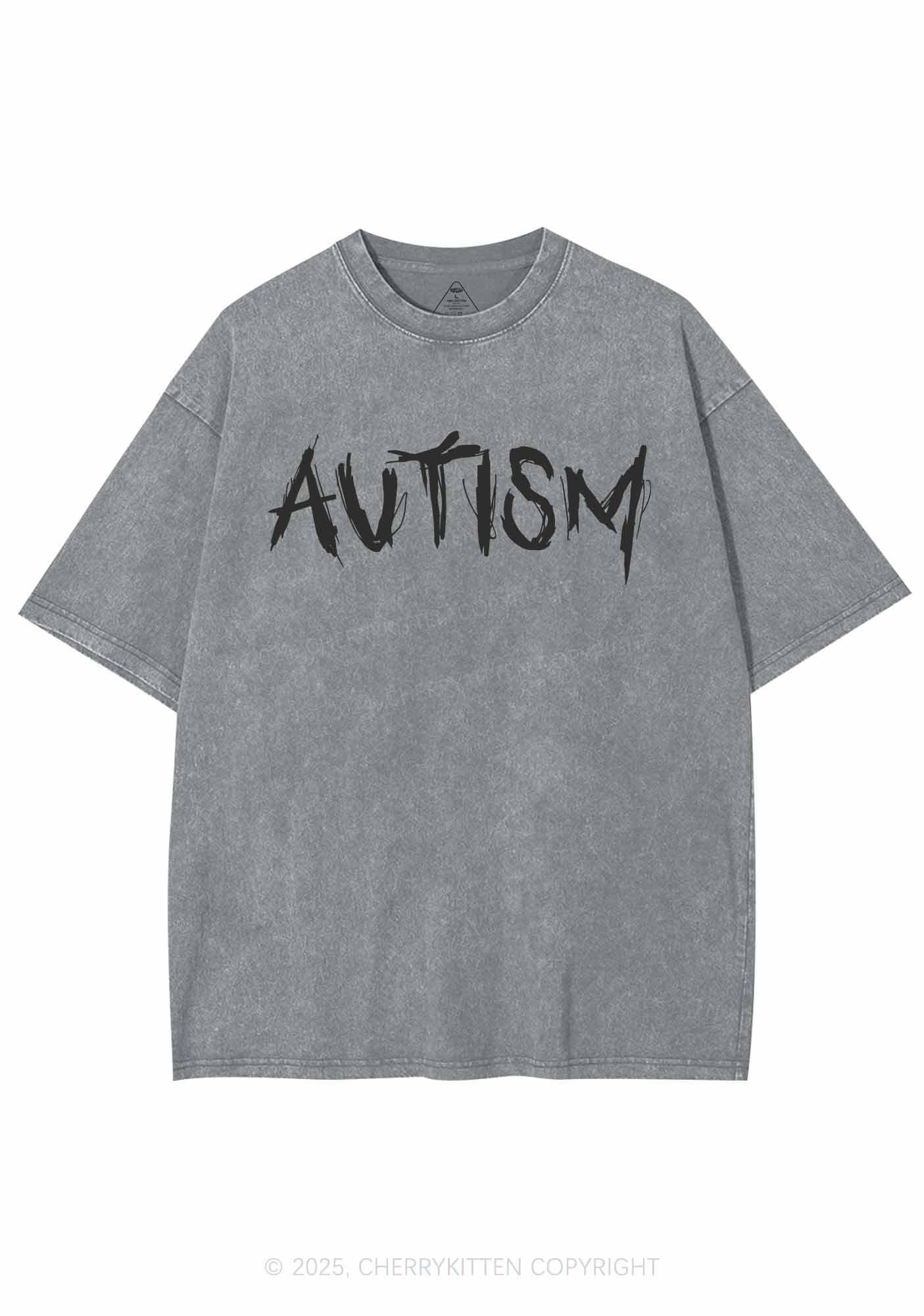 Satan Autism Y2K Shirts Washed Tee Cherrykitten - Image 8