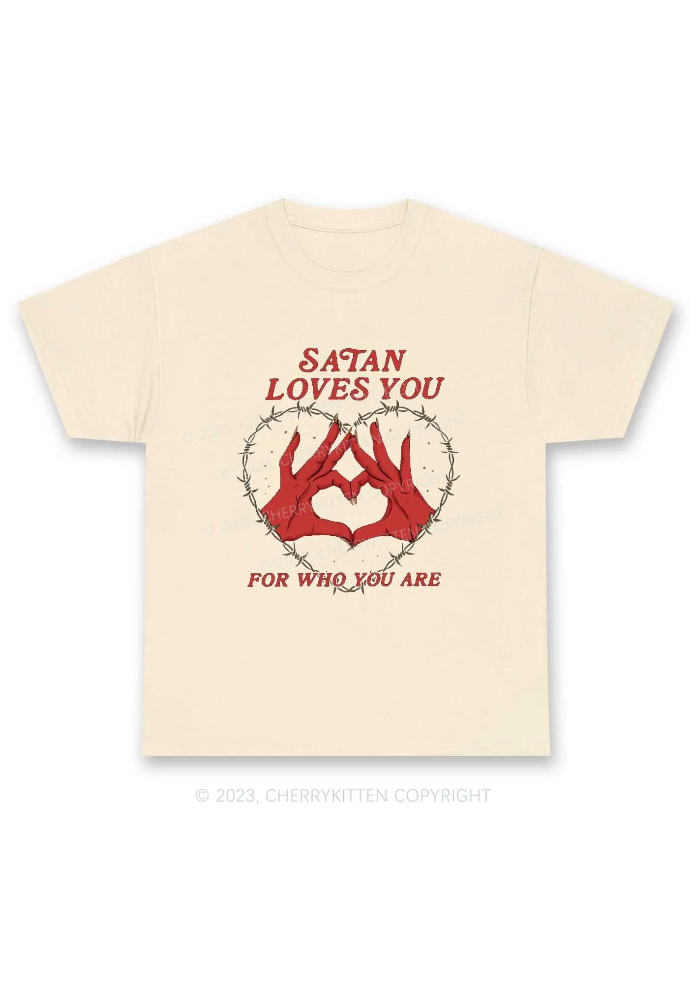 Satan Loves You Heart Halloween Y2K Chunky Shirt Cherrykitten - Image 4