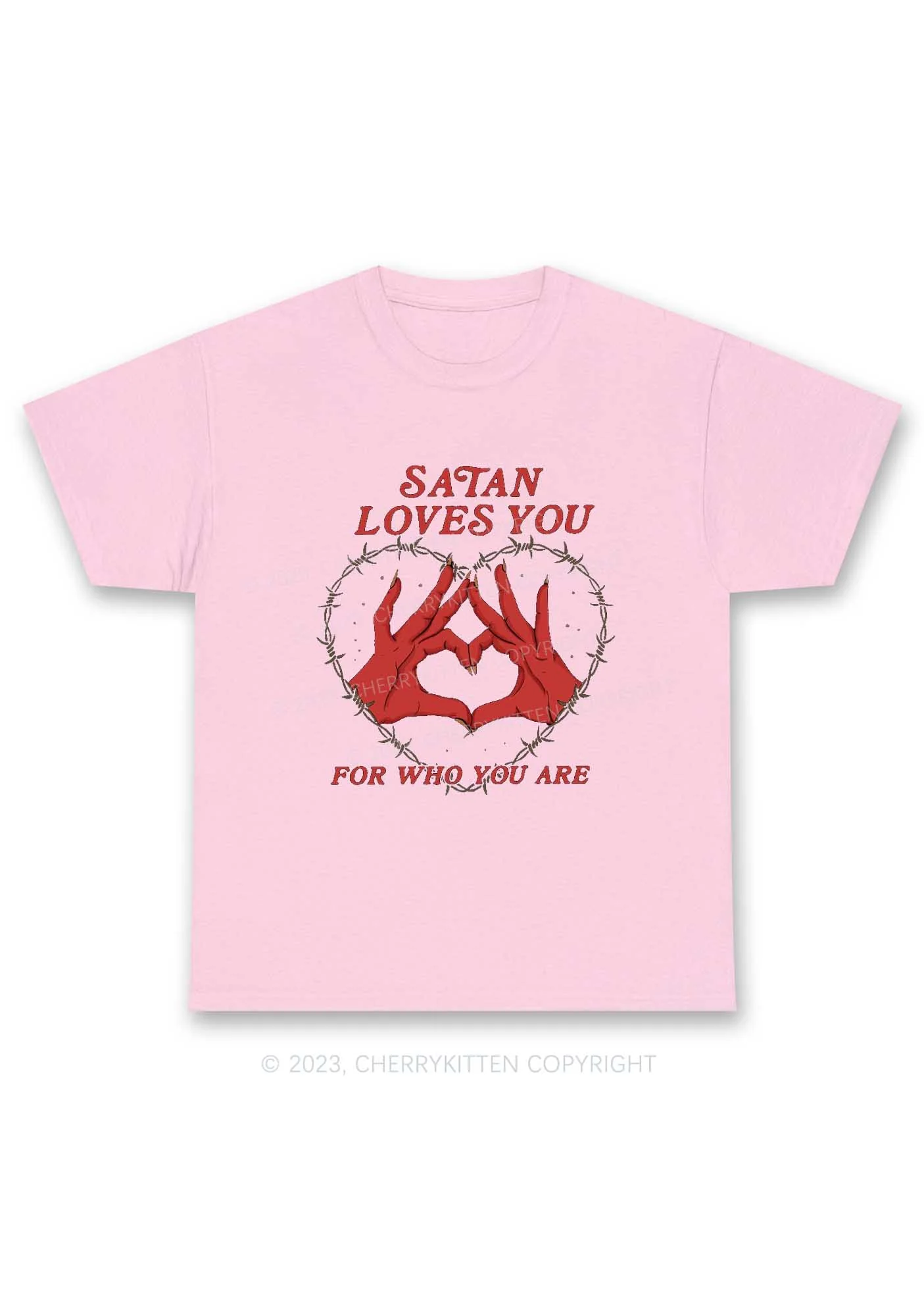 Satan Loves You Heart Halloween Y2K Chunky Shirt Cherrykitten - Image 5