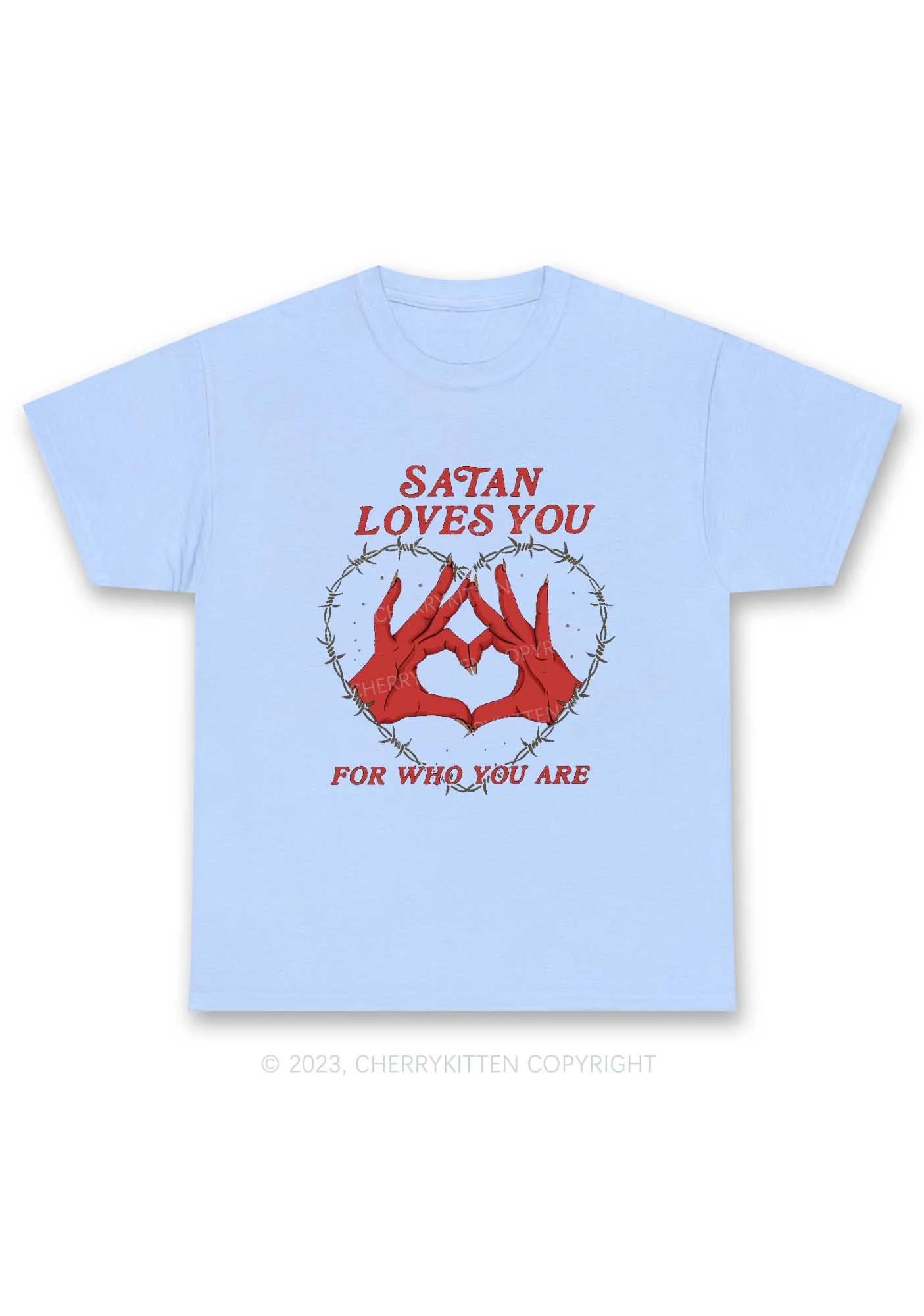 Satan Loves You Heart Halloween Y2K Chunky Shirt Cherrykitten - Image 7