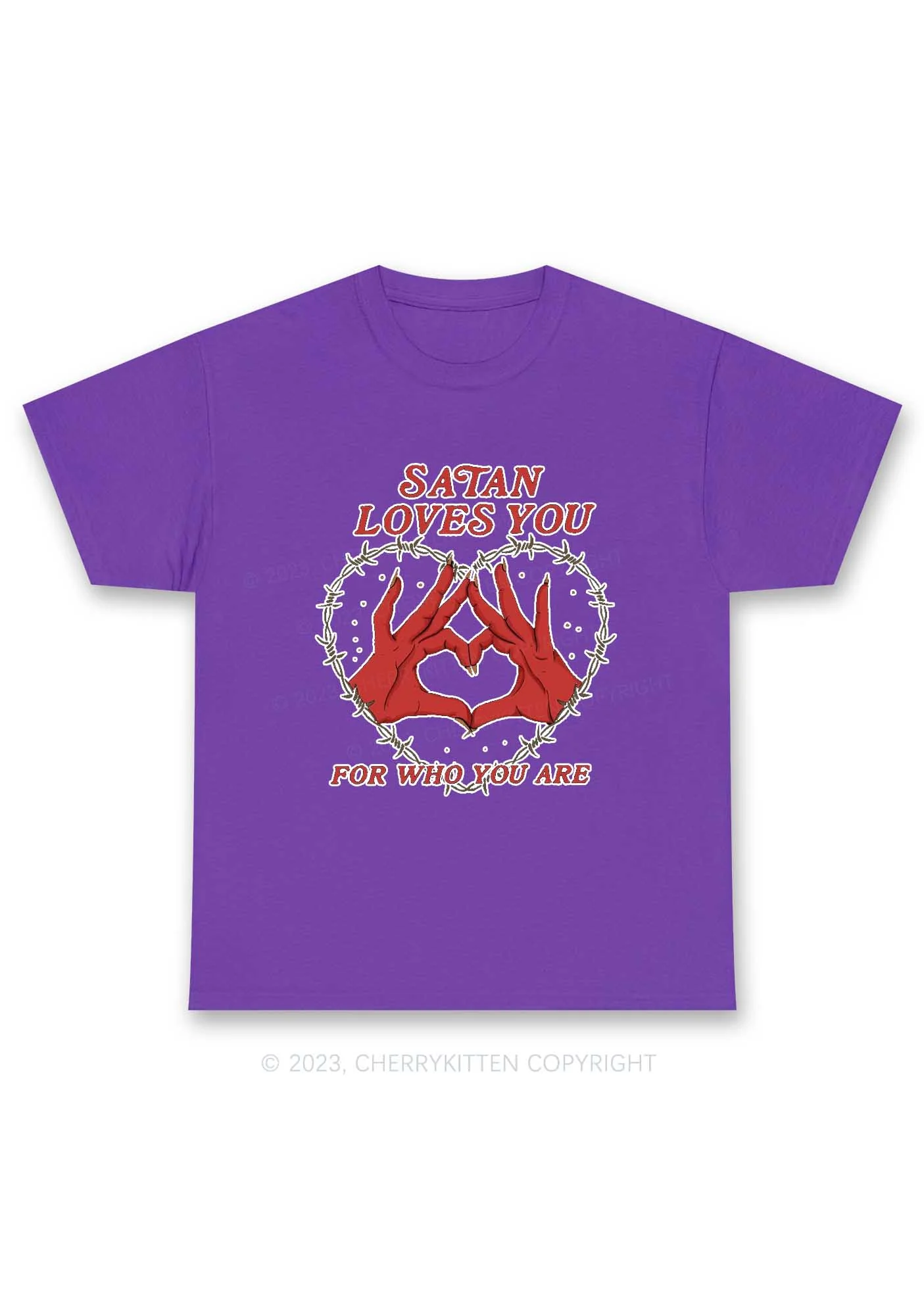 Satan Loves You Heart Halloween Y2K Chunky Shirt Cherrykitten - Image 8