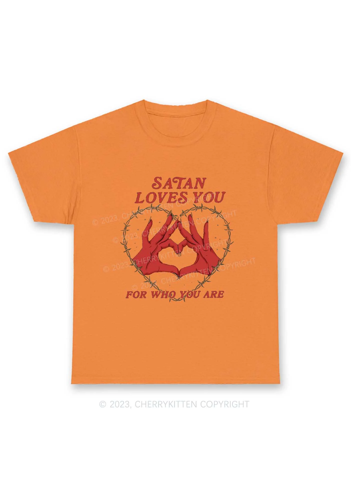 Satan Loves You Heart Halloween Y2K Chunky Shirt Cherrykitten - Image 9