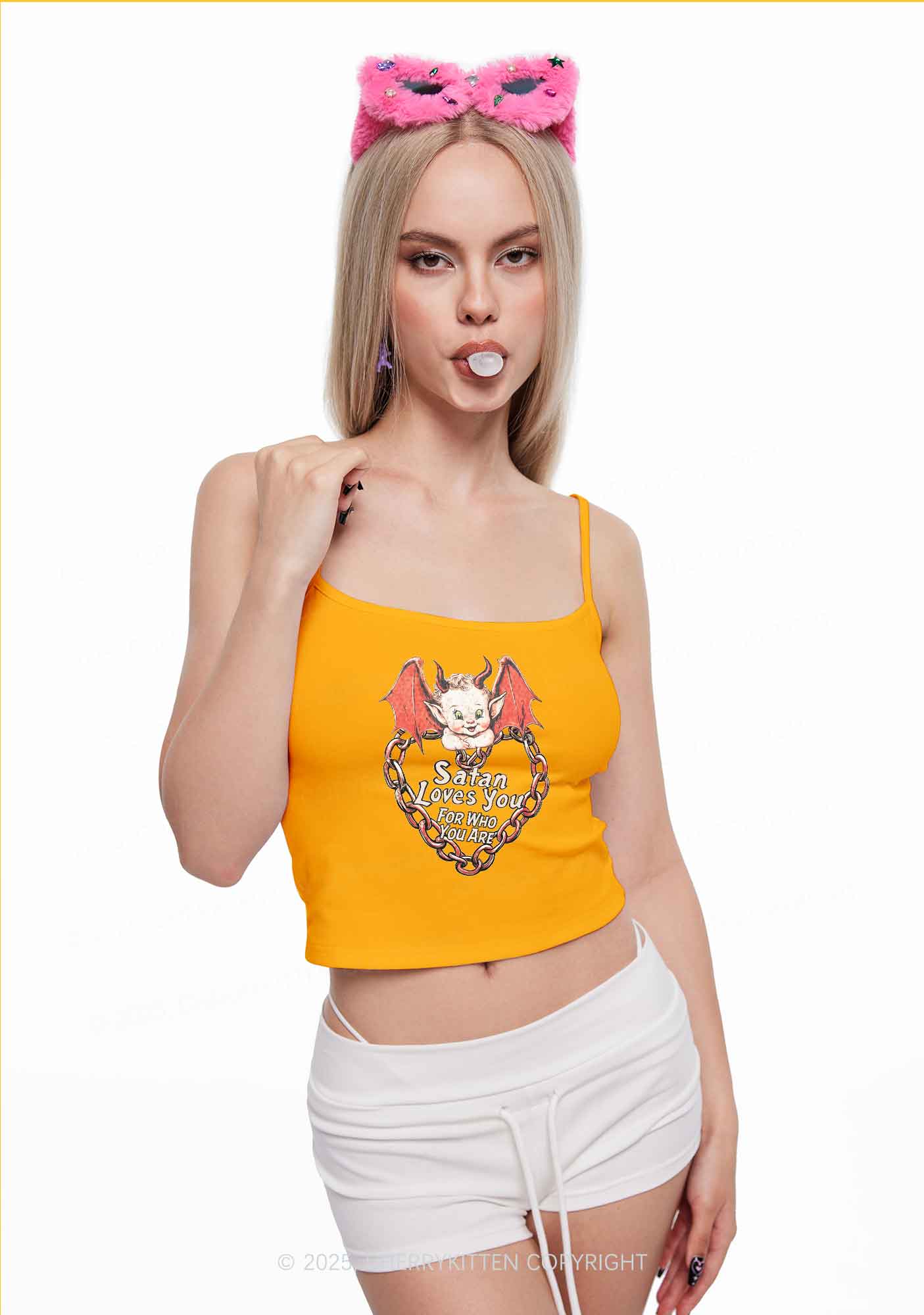 Satan Loves You Y2K Spaghetti Strap Cami Cherrykitten - Image 2